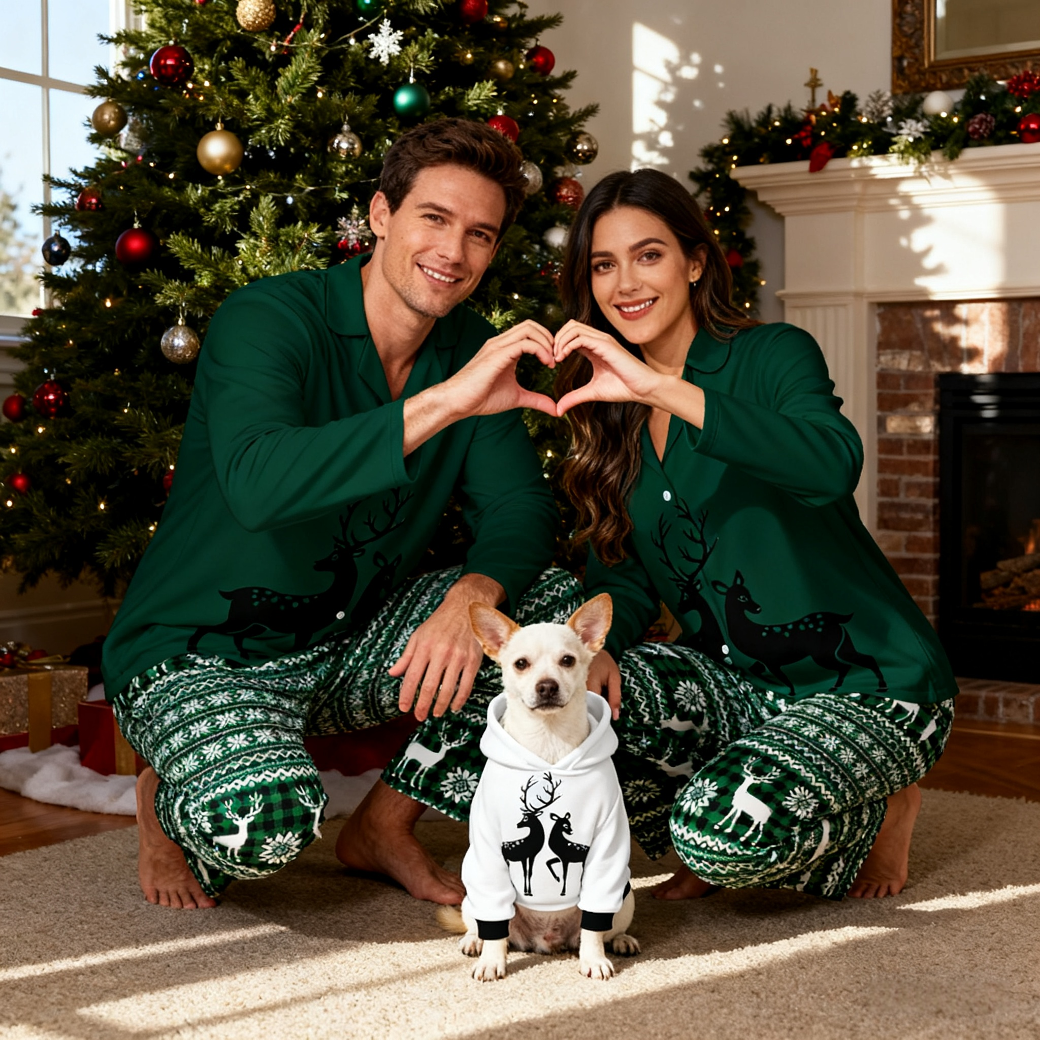 Holiday Forest Reindeer Matching Pajamas