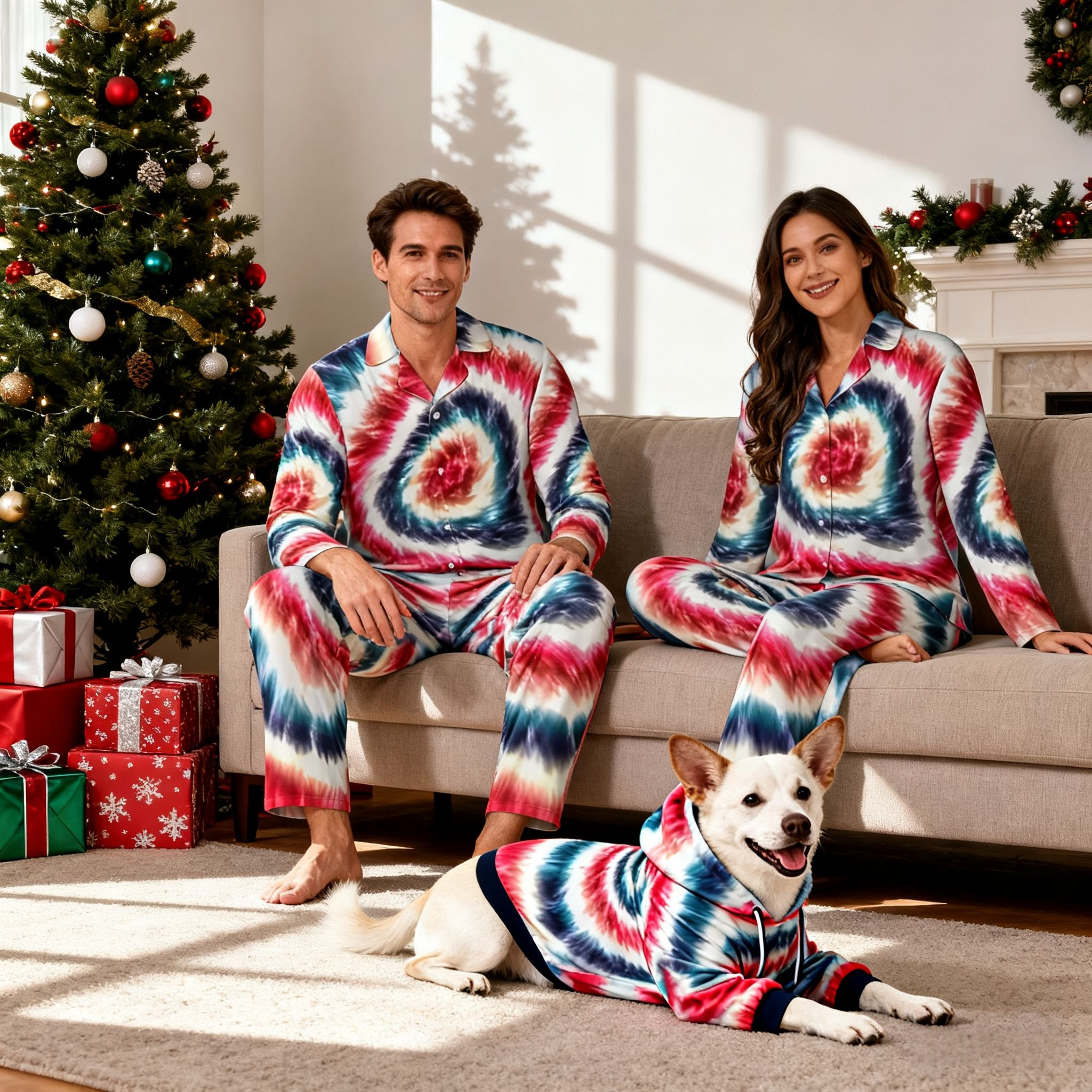 Holiday Spiral Tie-Dye Matching Pajamas