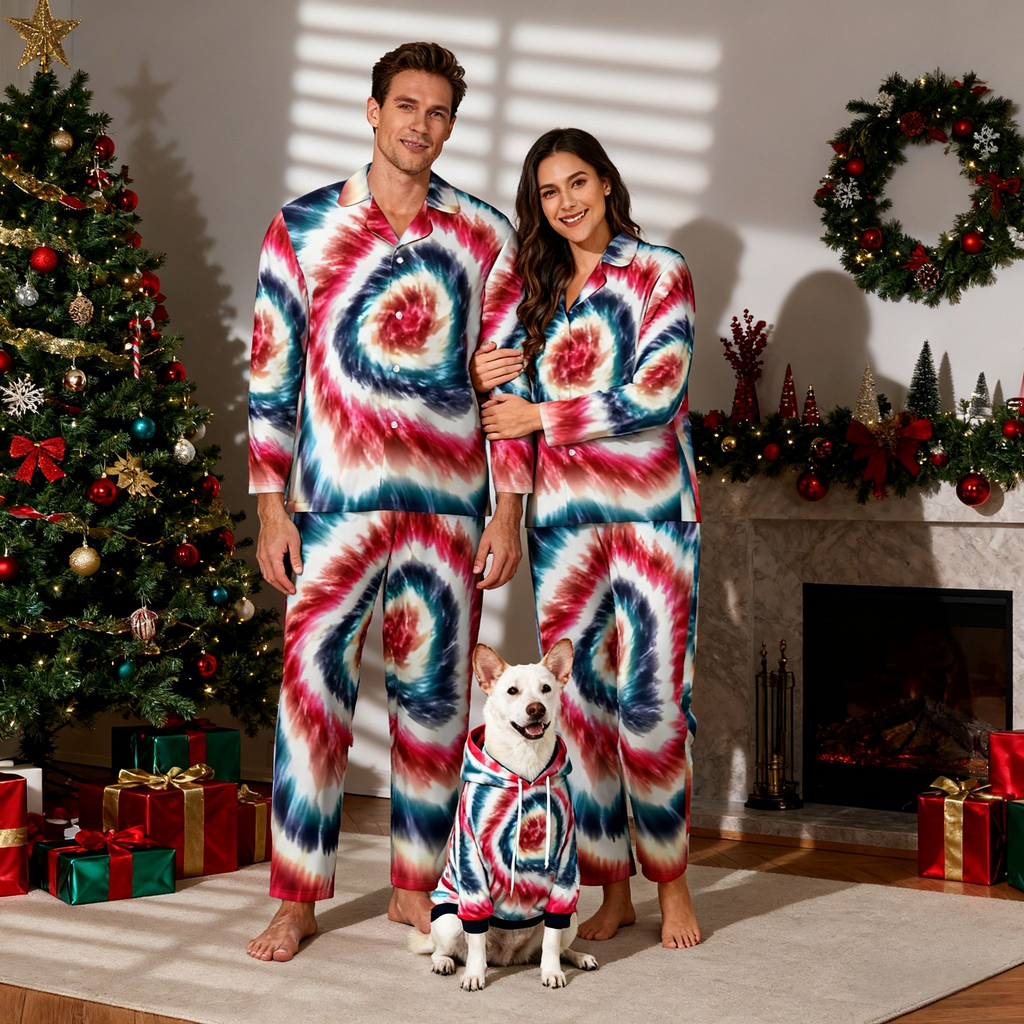 Holiday Spiral Tie-Dye Matching Pajamas