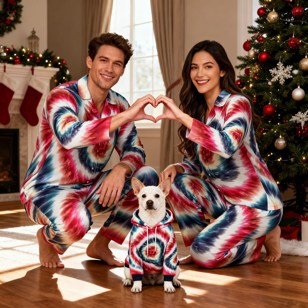 Holiday Spiral Tie-Dye Matching Pajamas