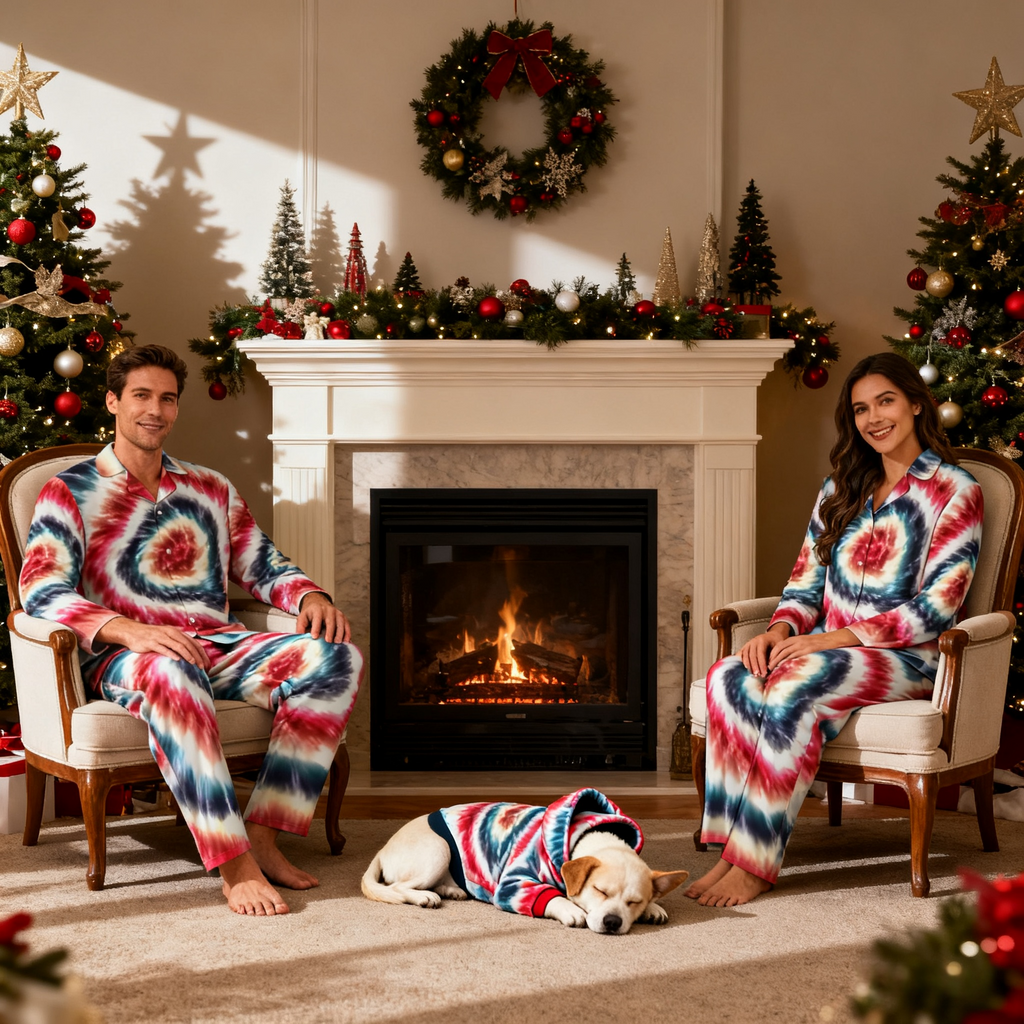 Holiday Spiral Tie-Dye Matching Pajamas