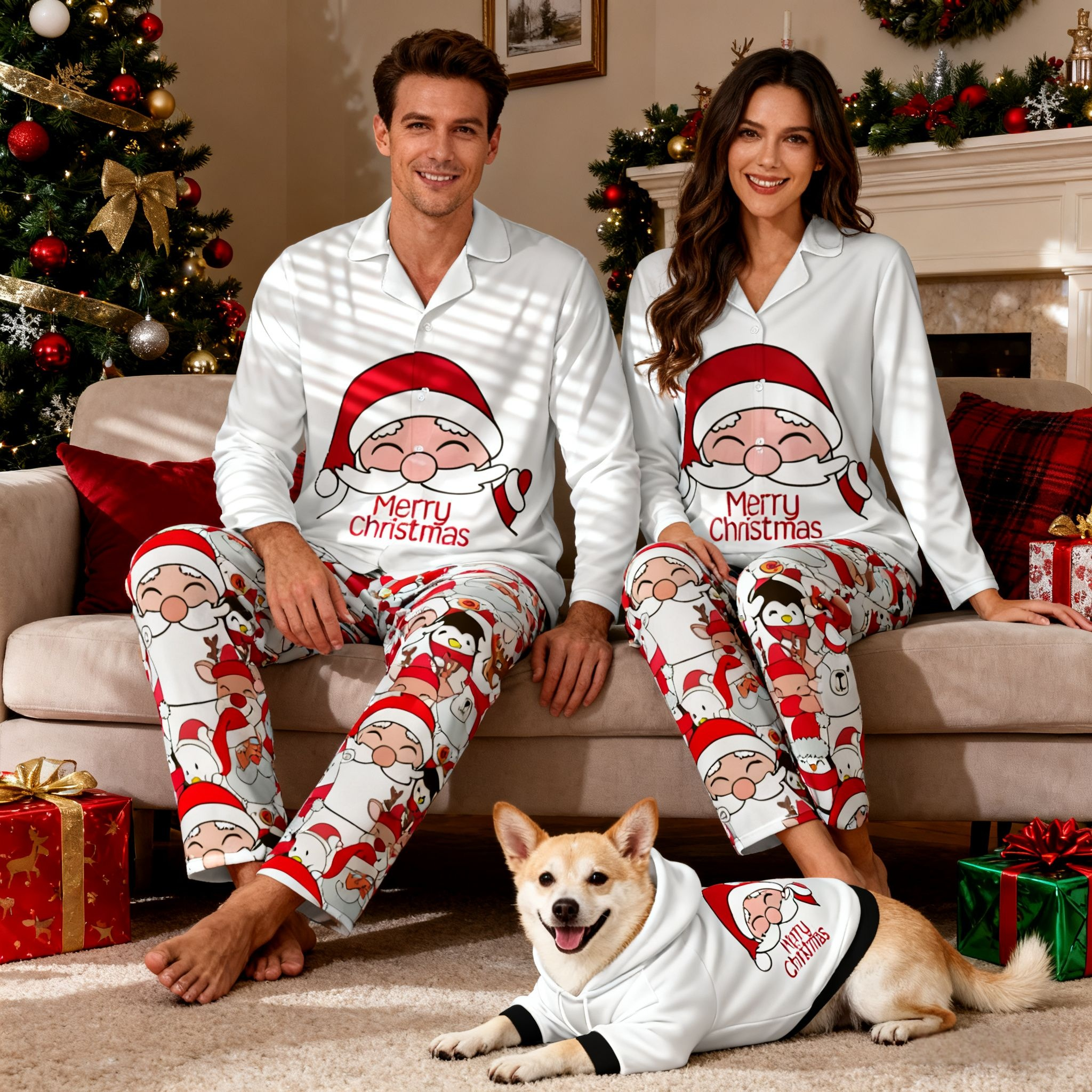 Holiday Jolly Santa Matching Pajamas