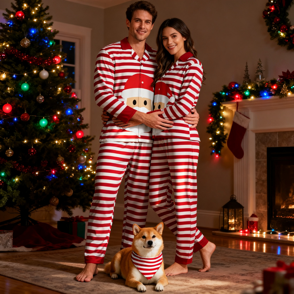 Holiday Santa Stripe Matching Pajamas