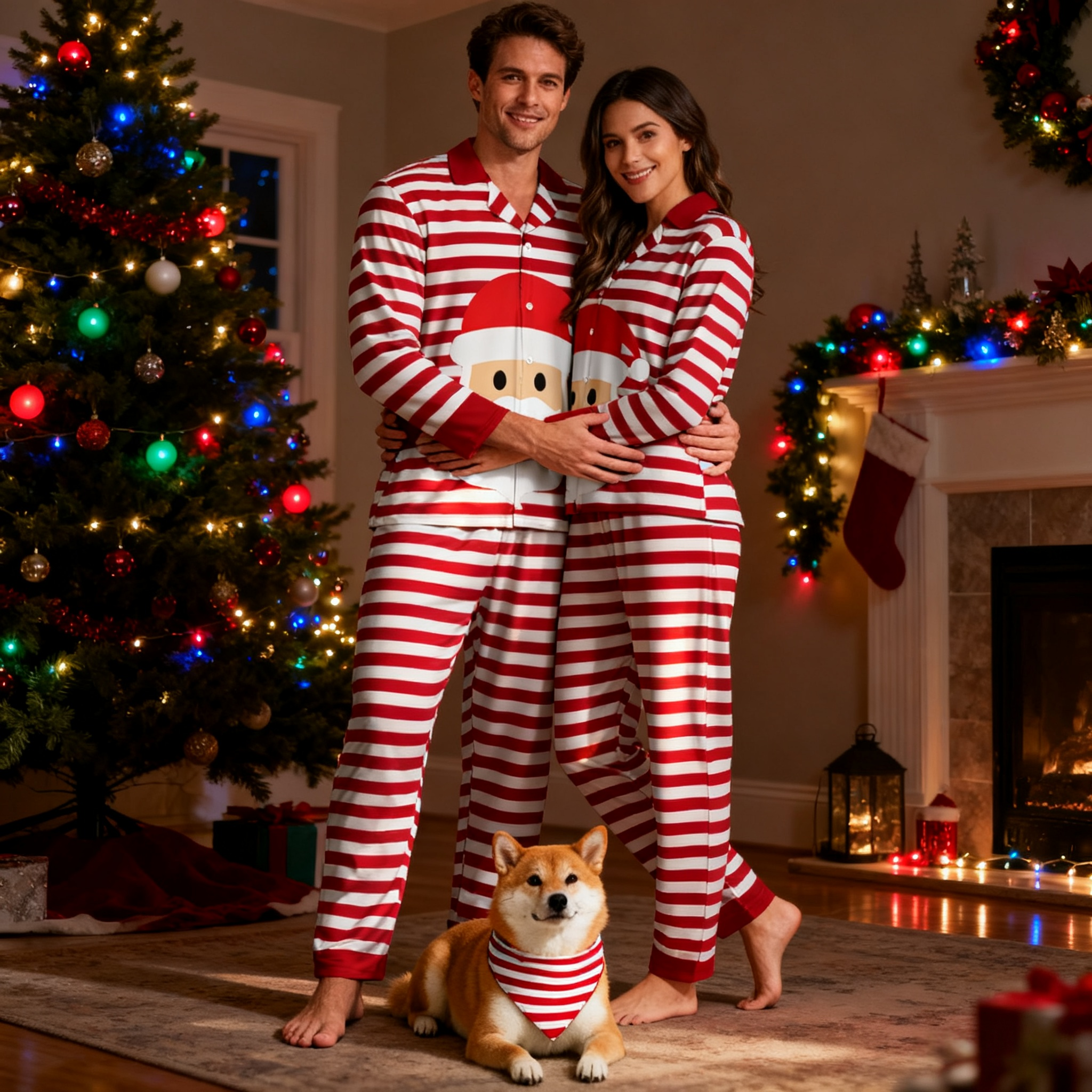 Holiday Santa Stripe Matching Pajamas
