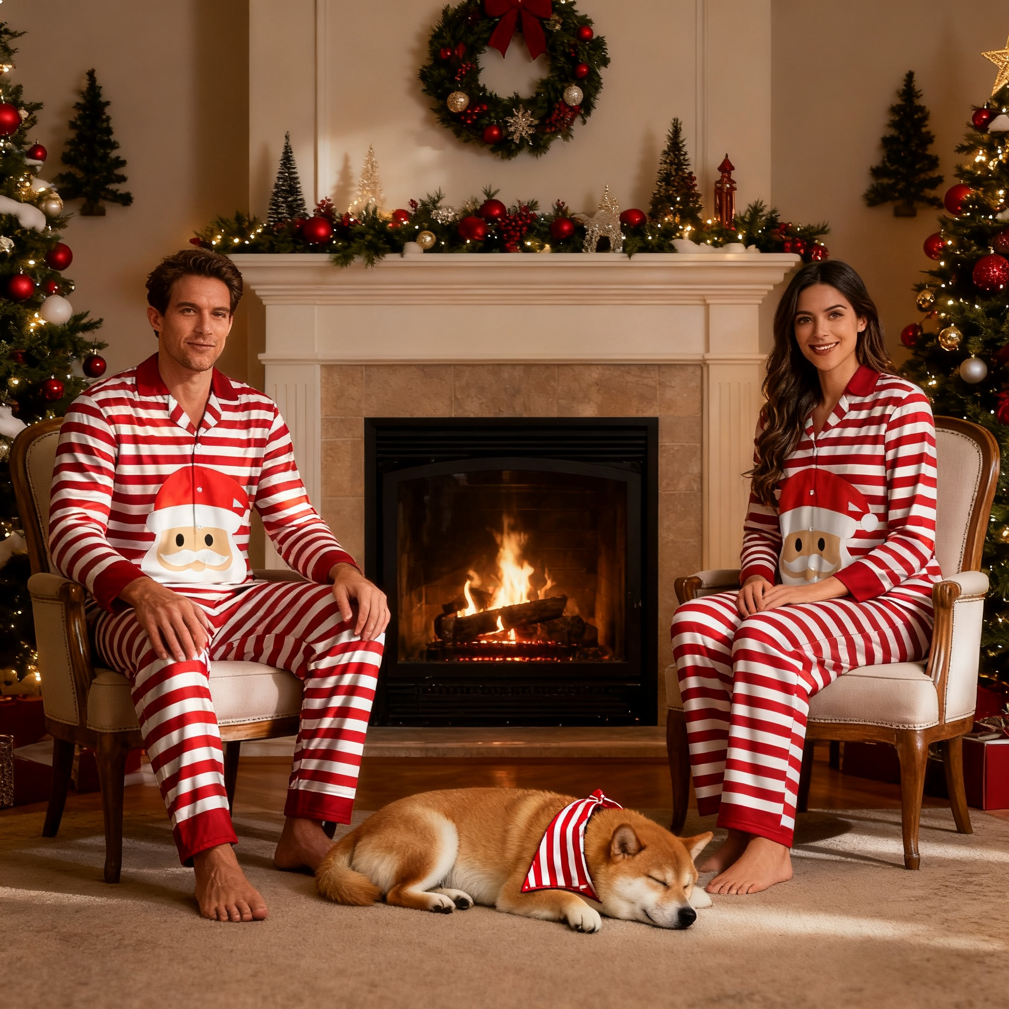 Holiday Santa Stripe Matching Pajamas