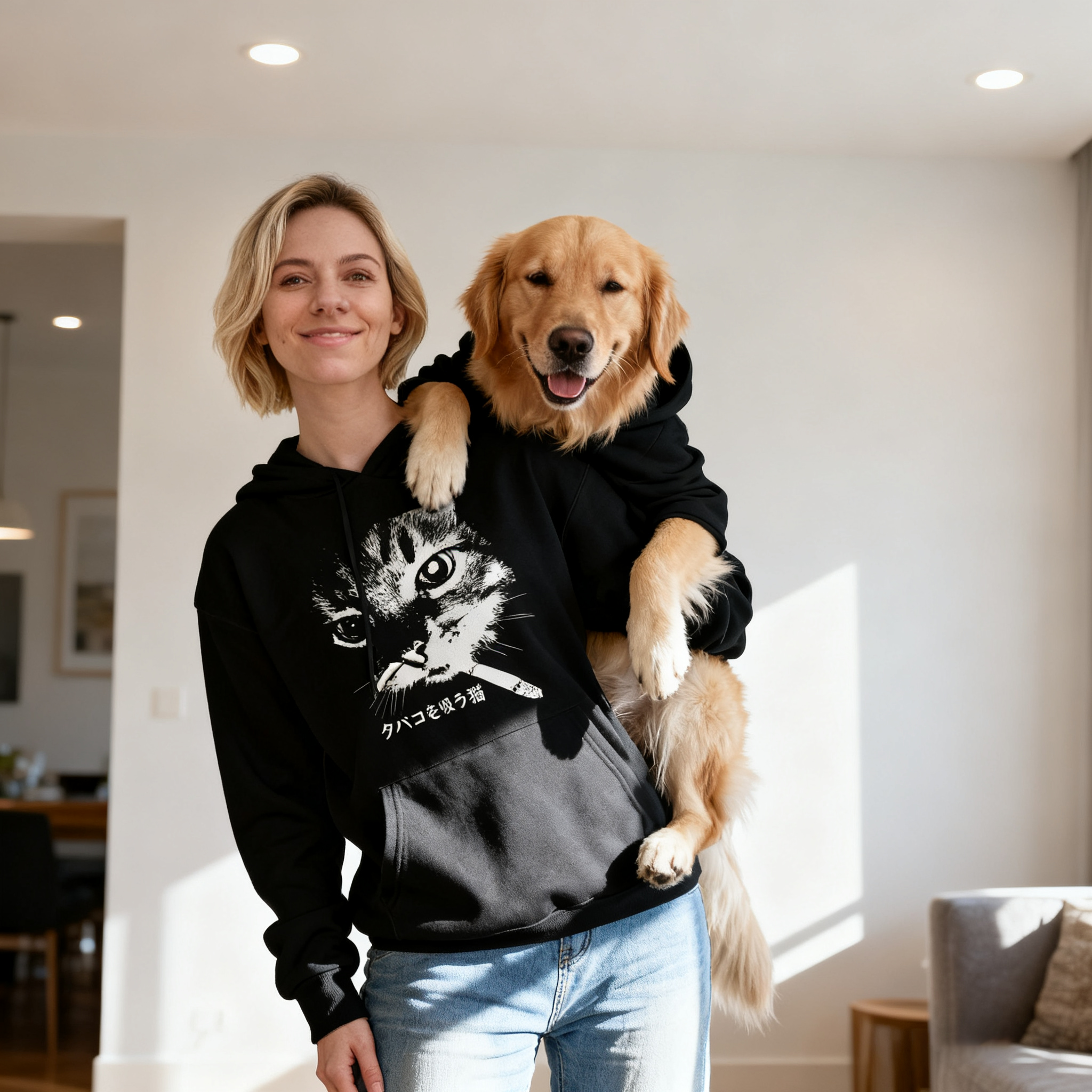 Cat Face Graphic Hoodie