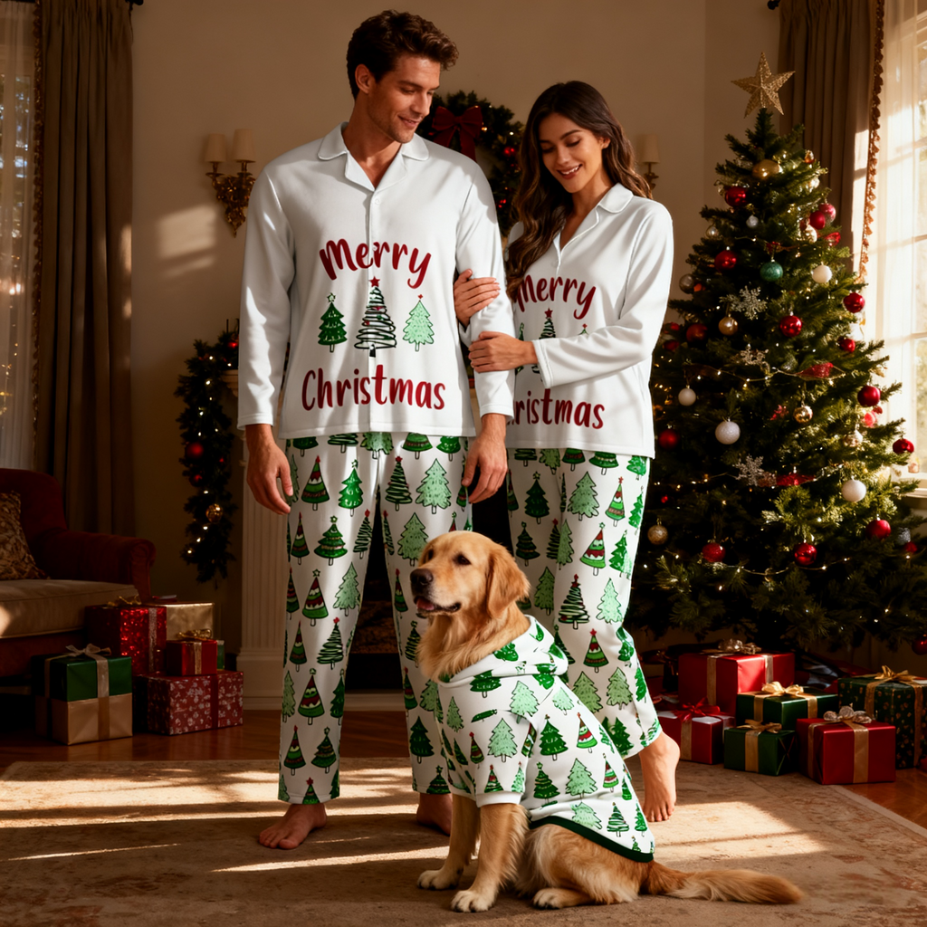 Holiday Merry Christmas Trees Matching Pajamas