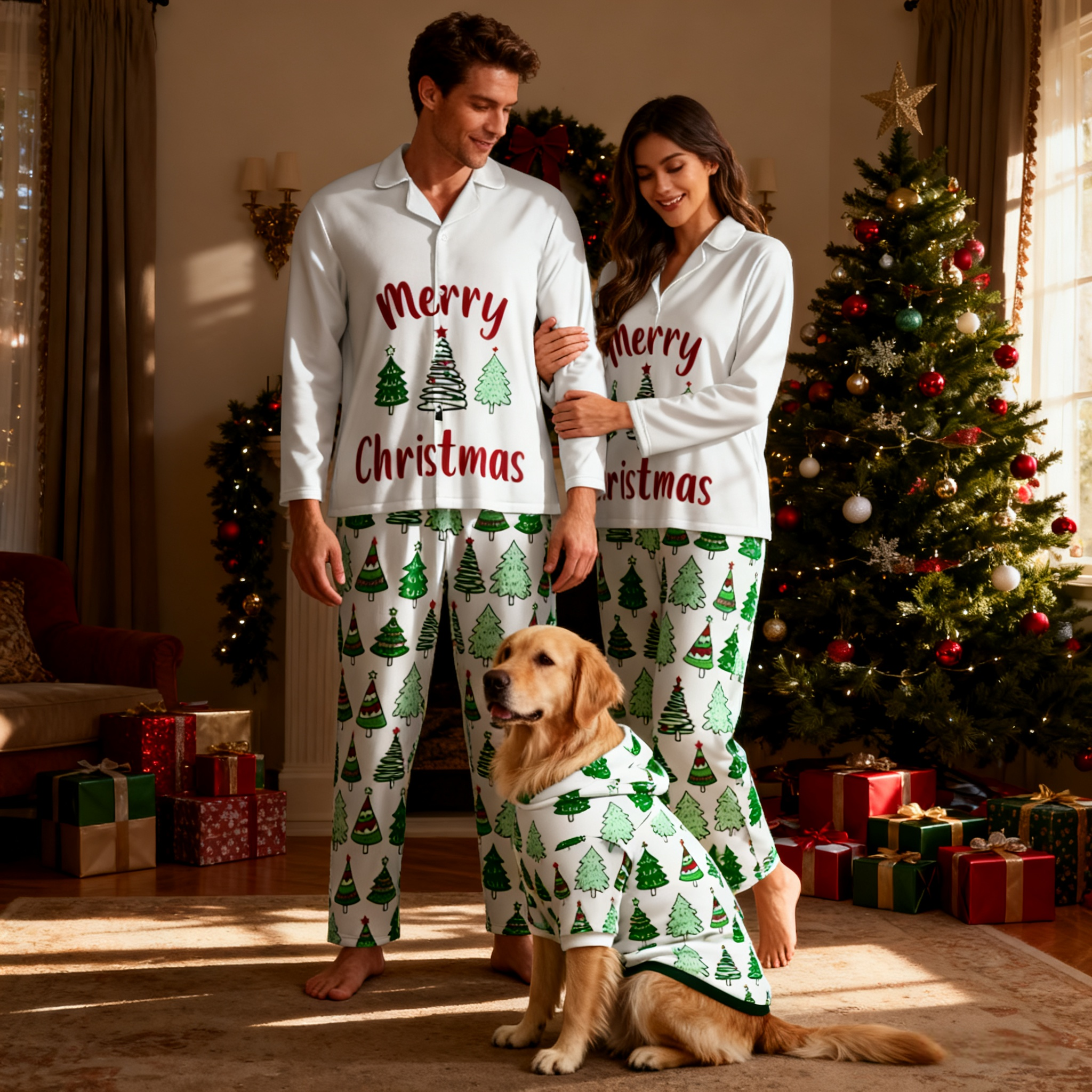Holiday Merry Christmas Trees Matching Pajamas