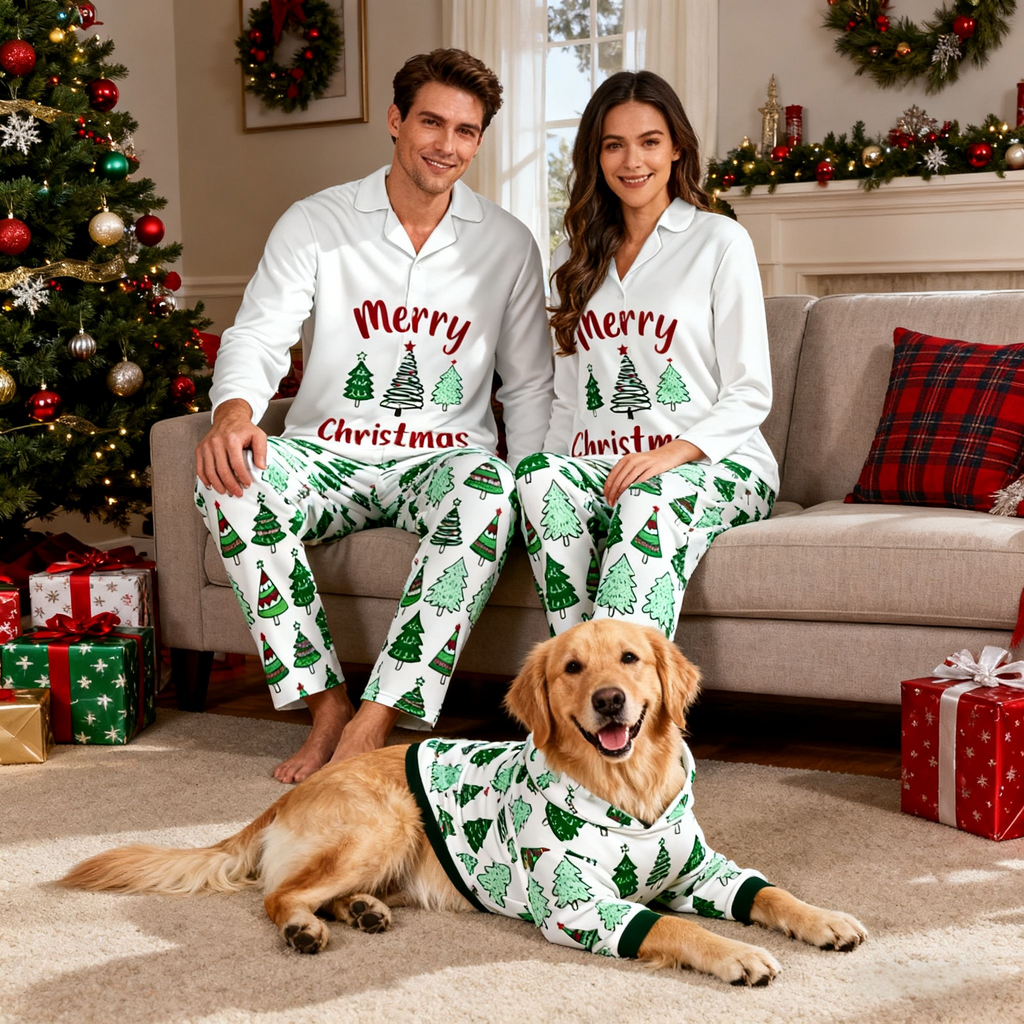 Holiday Merry Christmas Trees Matching Pajamas