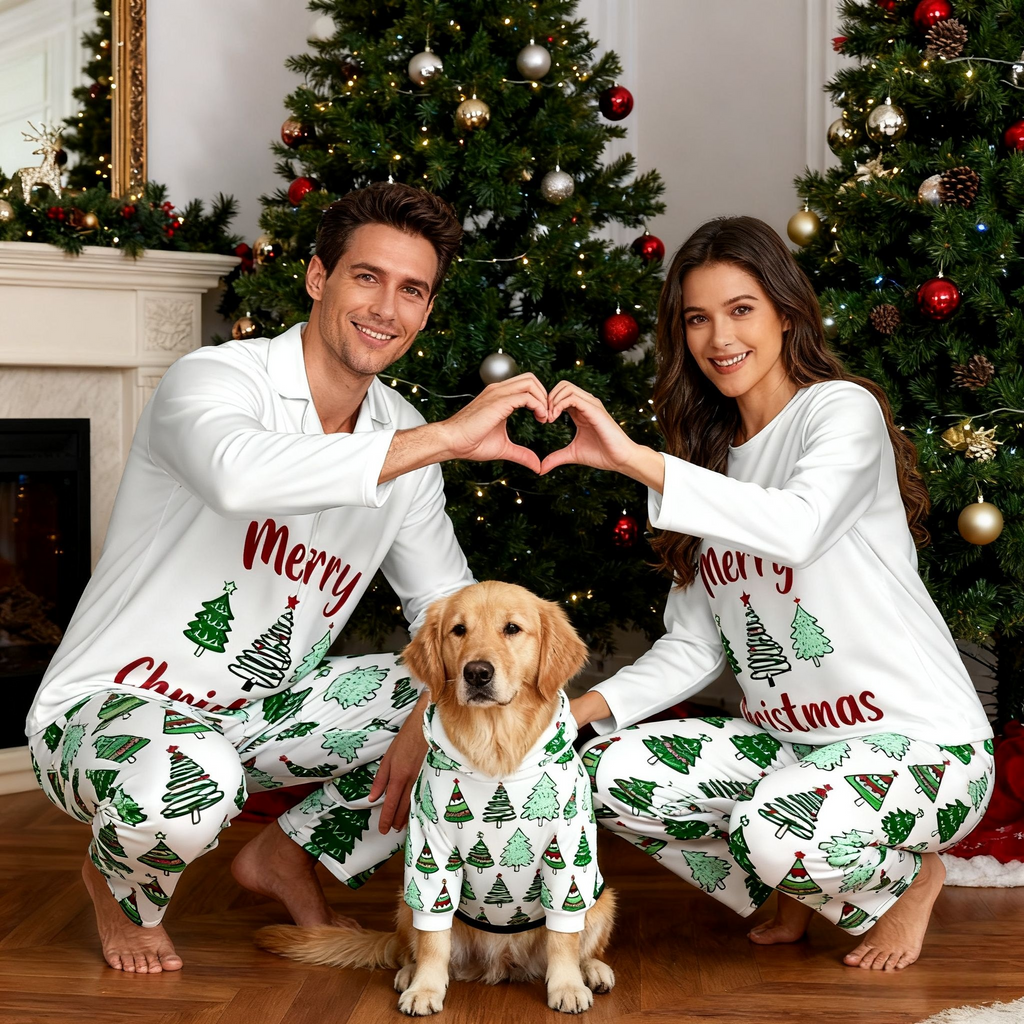 Holiday Merry Christmas Trees Matching Pajamas