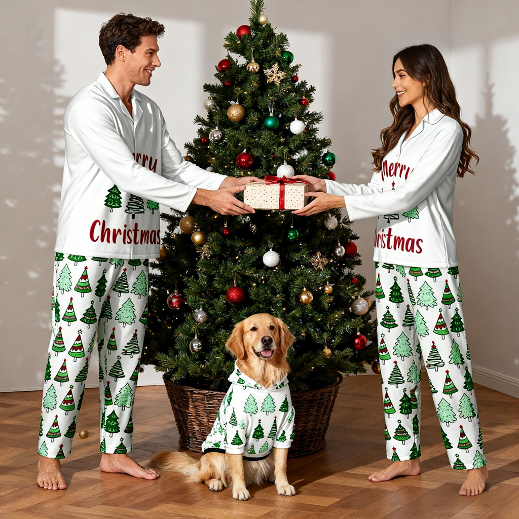 Holiday Merry Christmas Trees Matching Pajamas