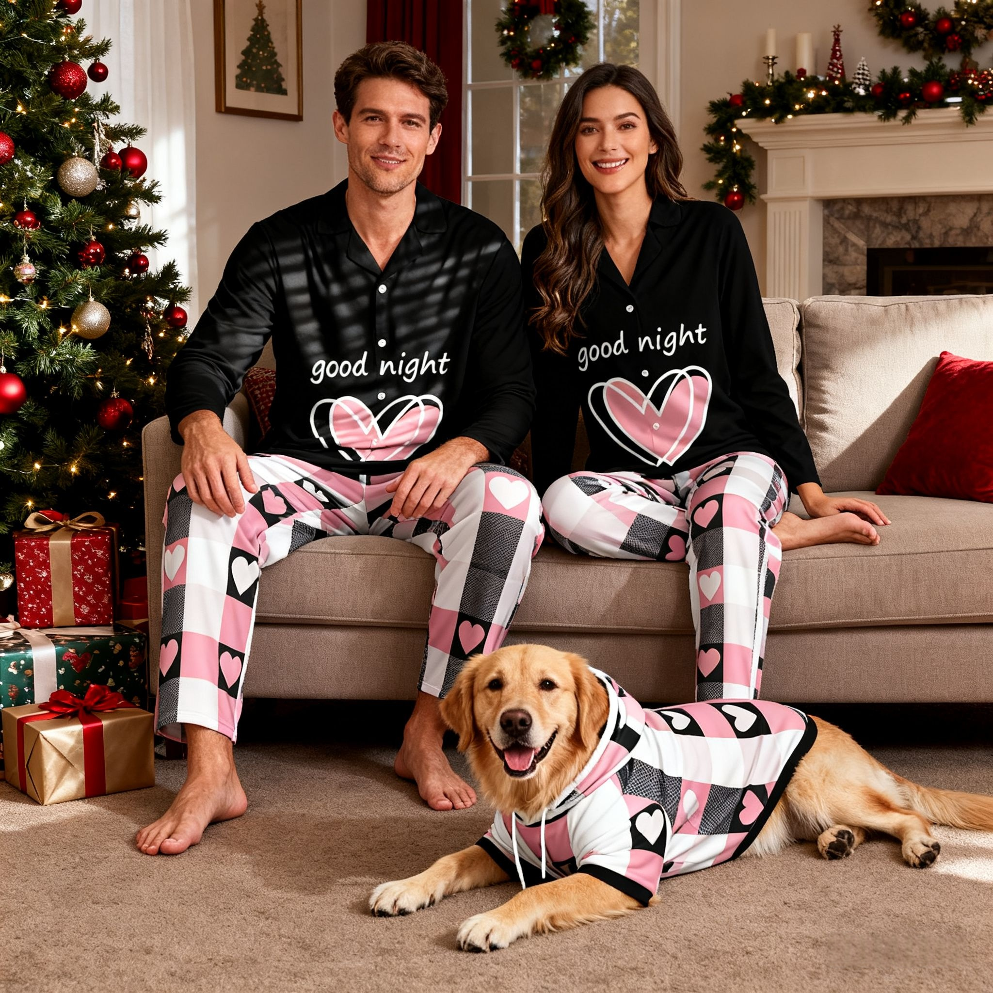 Good Night Hearts Matching Pajamas