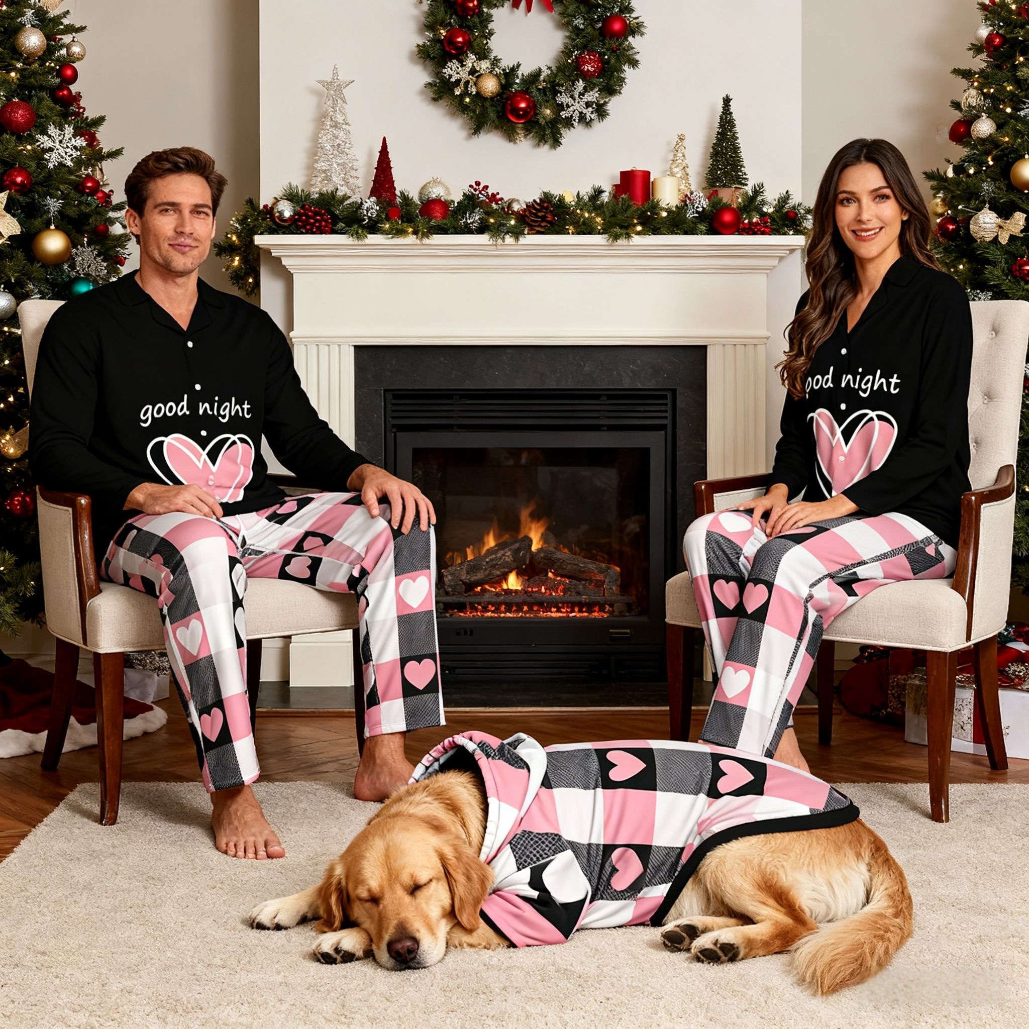 Good Night Hearts Matching Pajamas