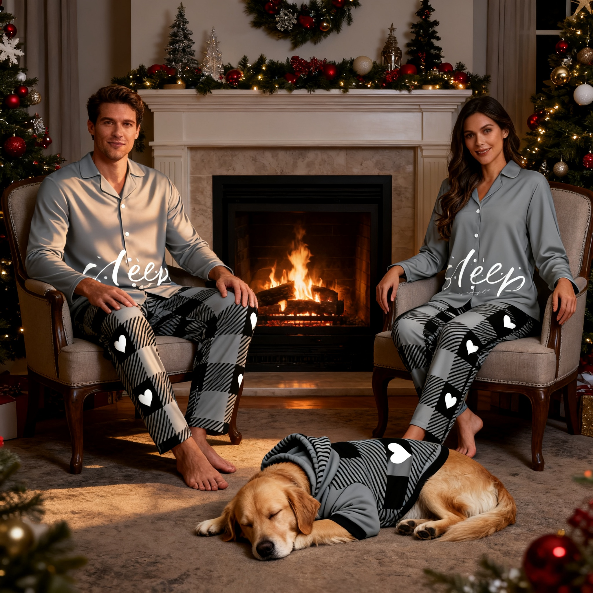 Sleep Heart Pattern Matching Pajamas