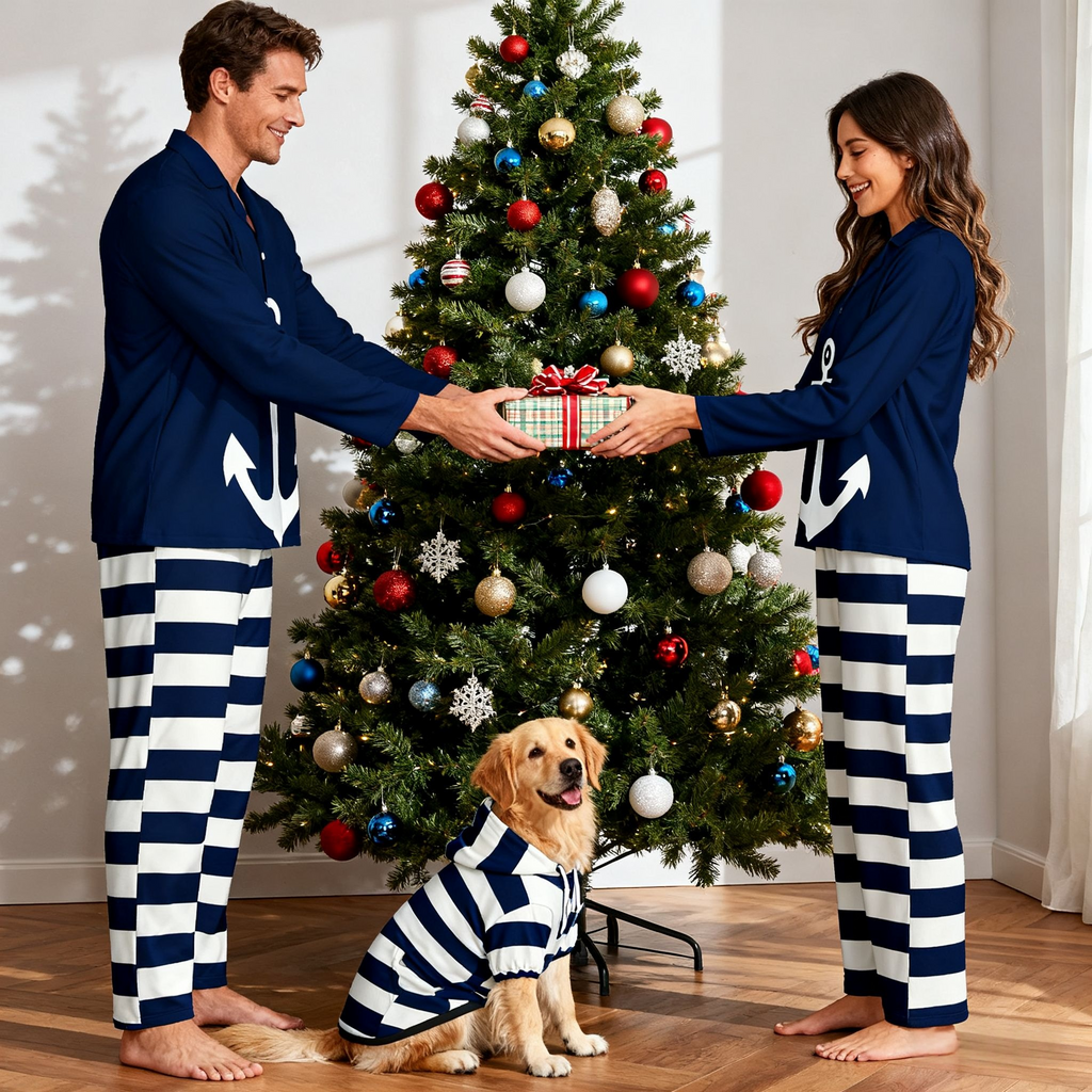 Anchor Stripes Matching Pajamas