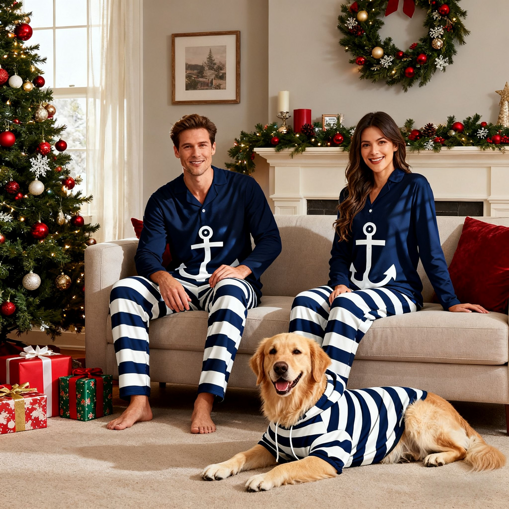 Anchor Stripes Matching Pajamas