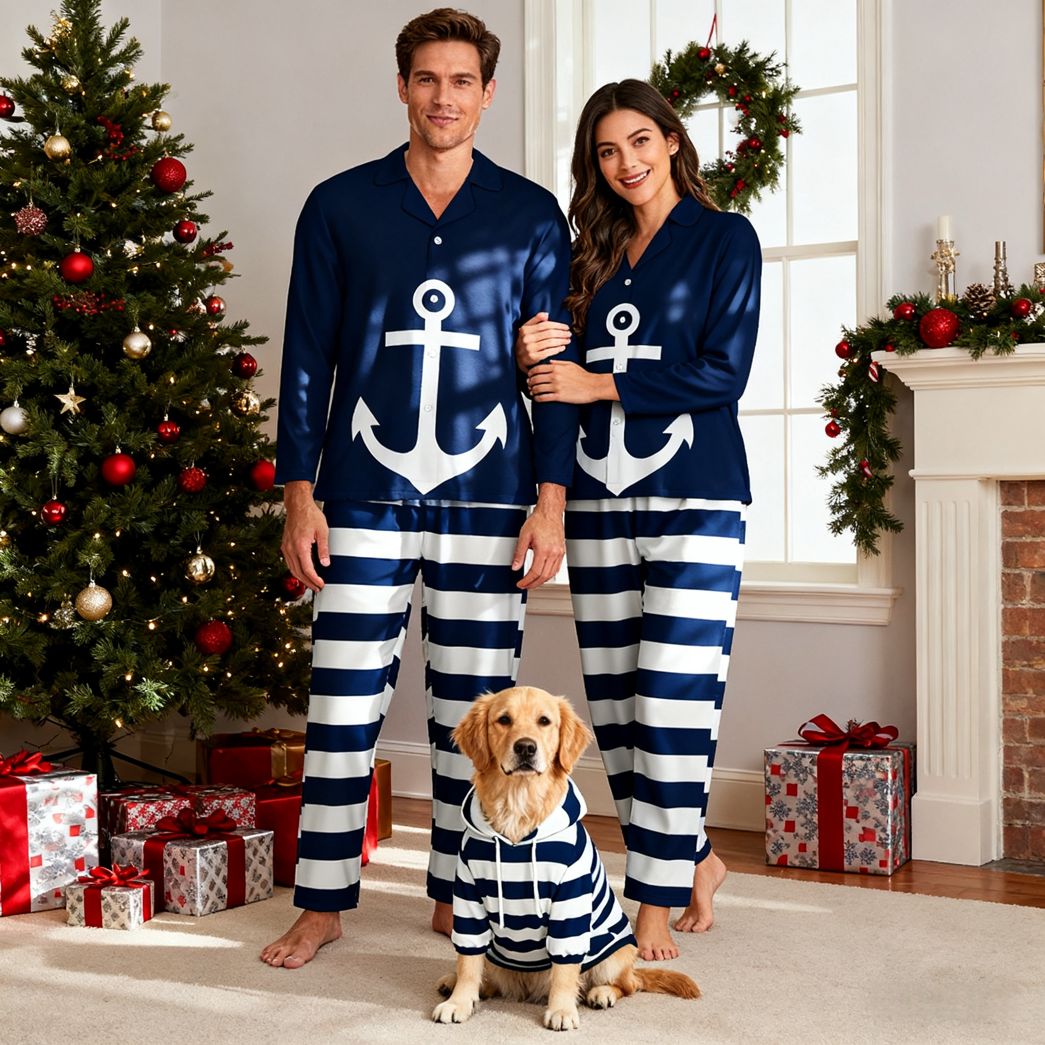 Anchor Stripes Matching Pajamas