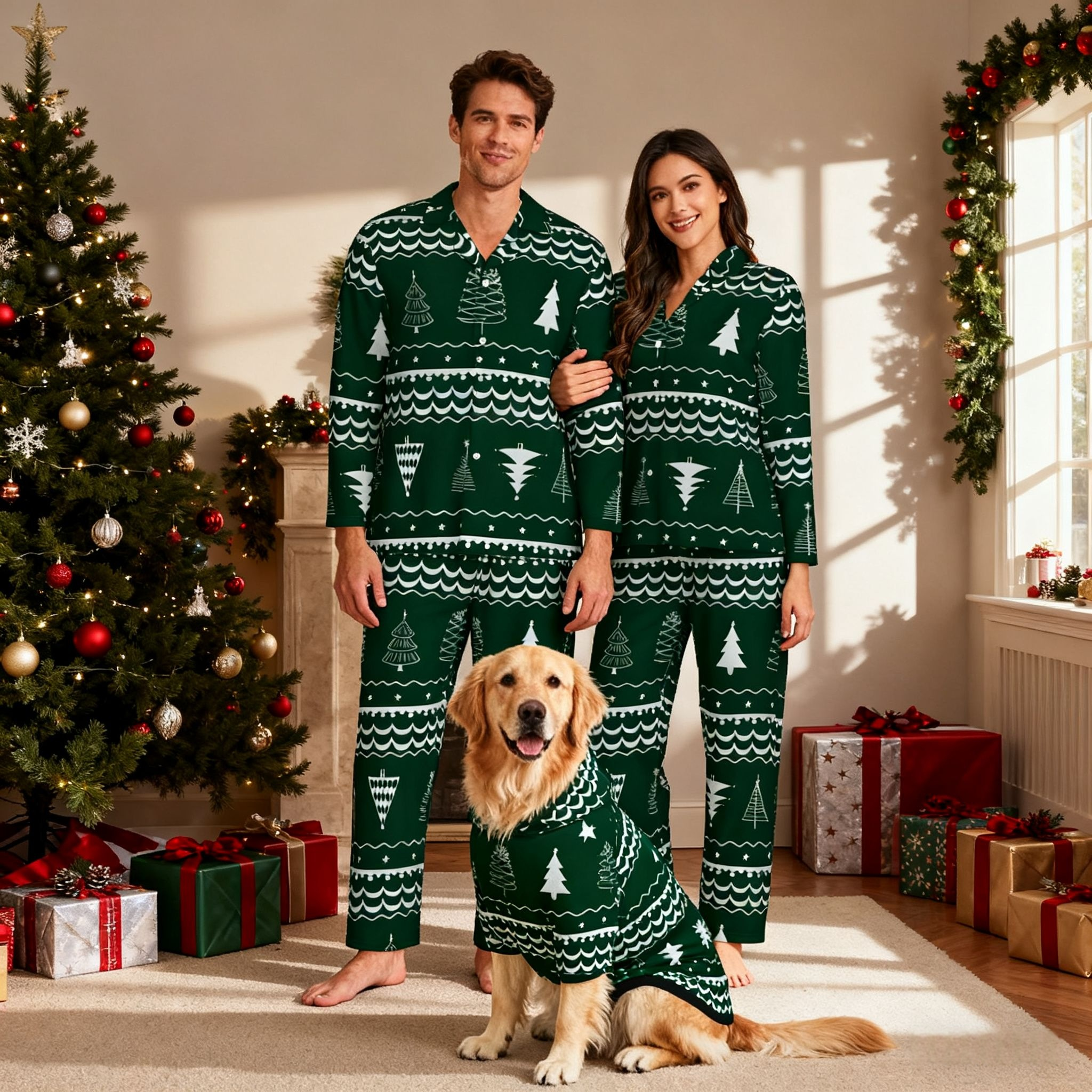 Holiday Tree Pattern Matching Pajamas