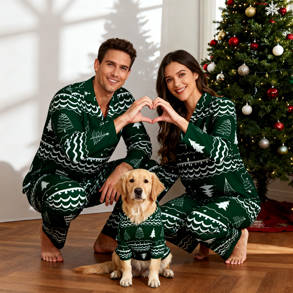 Holiday Tree Pattern Matching Pajamas