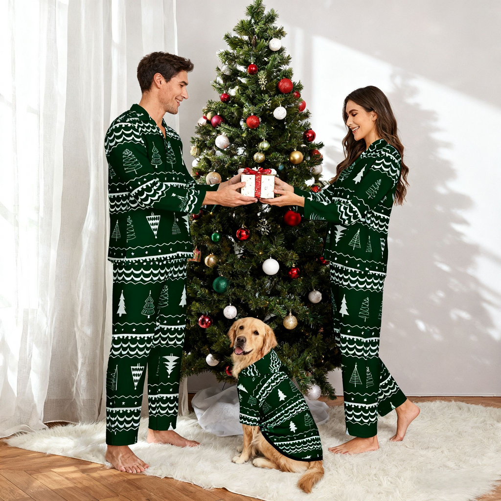 Holiday Tree Pattern Matching Pajamas
