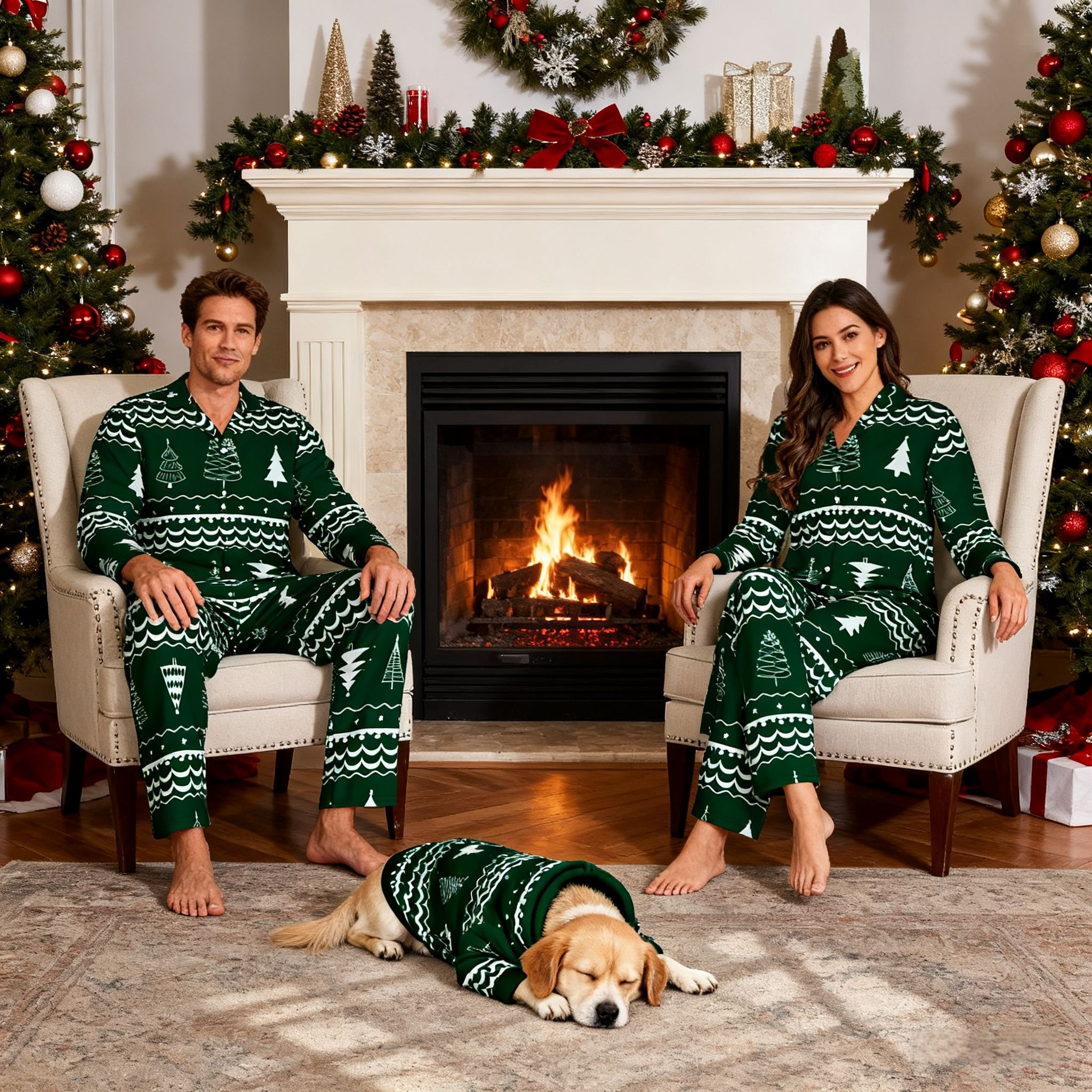 Holiday Tree Pattern Matching Pajamas