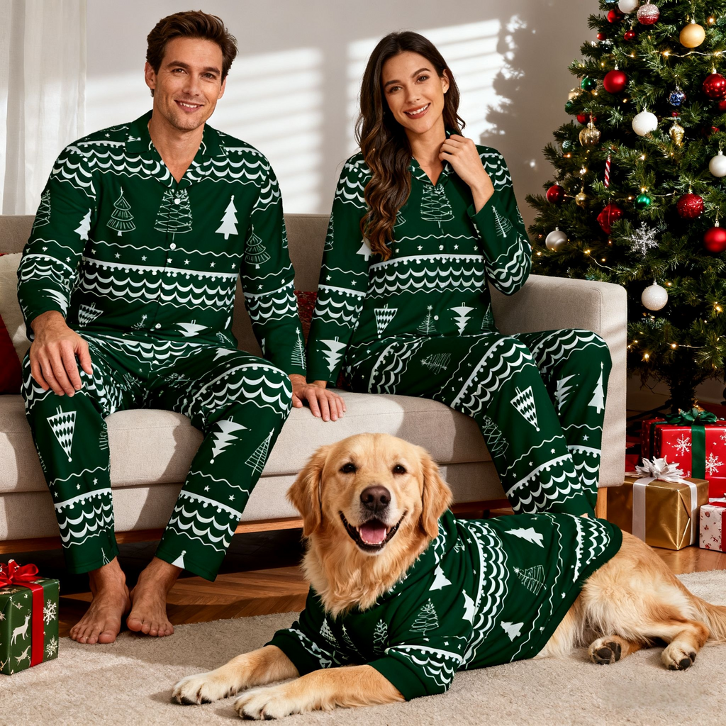 Holiday Tree Pattern Matching Pajamas