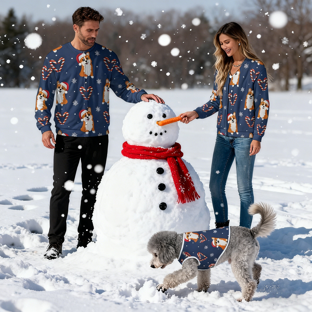 Holiday Corgi Candy Cane Christmas Sweater