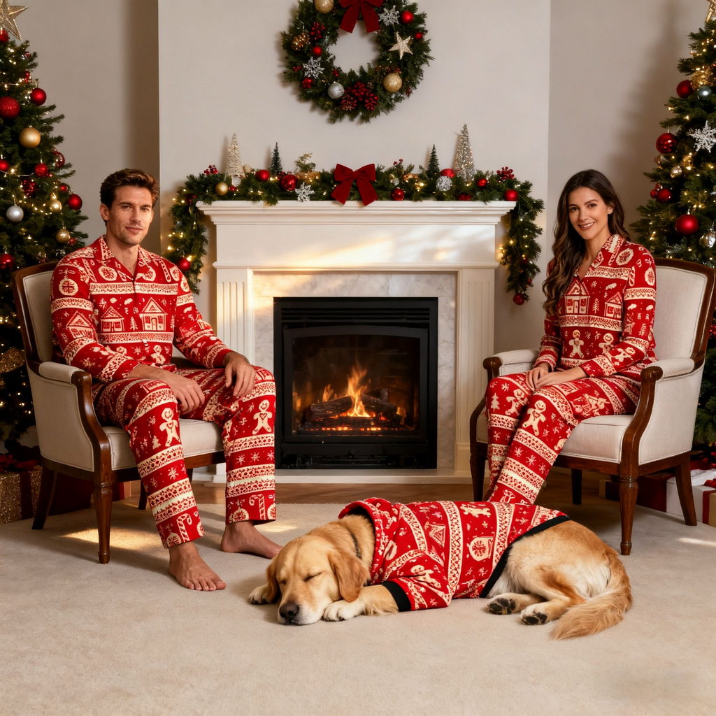 Holiday Gingerbread House Matching Pajamas