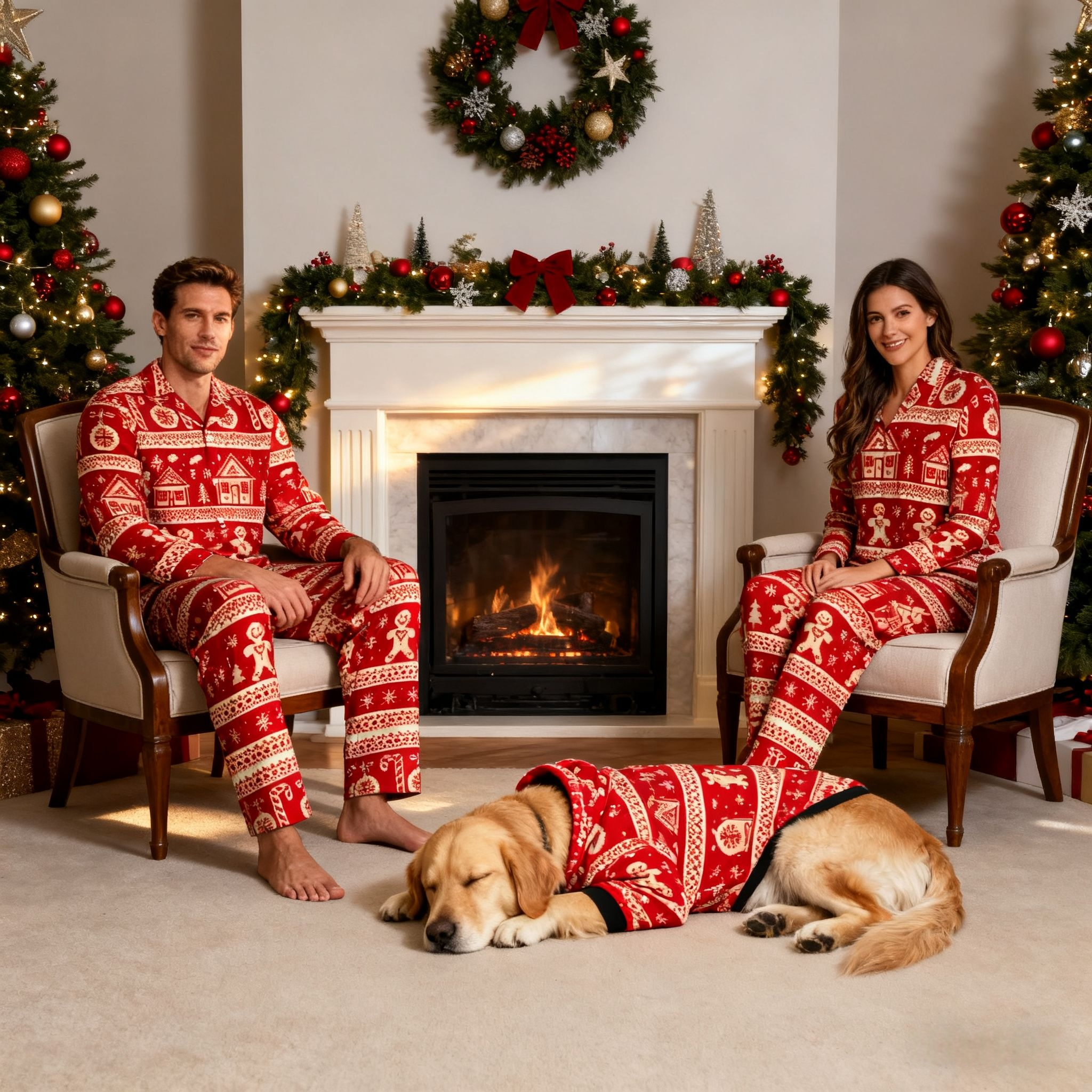 Holiday Gingerbread House Matching Pajamas