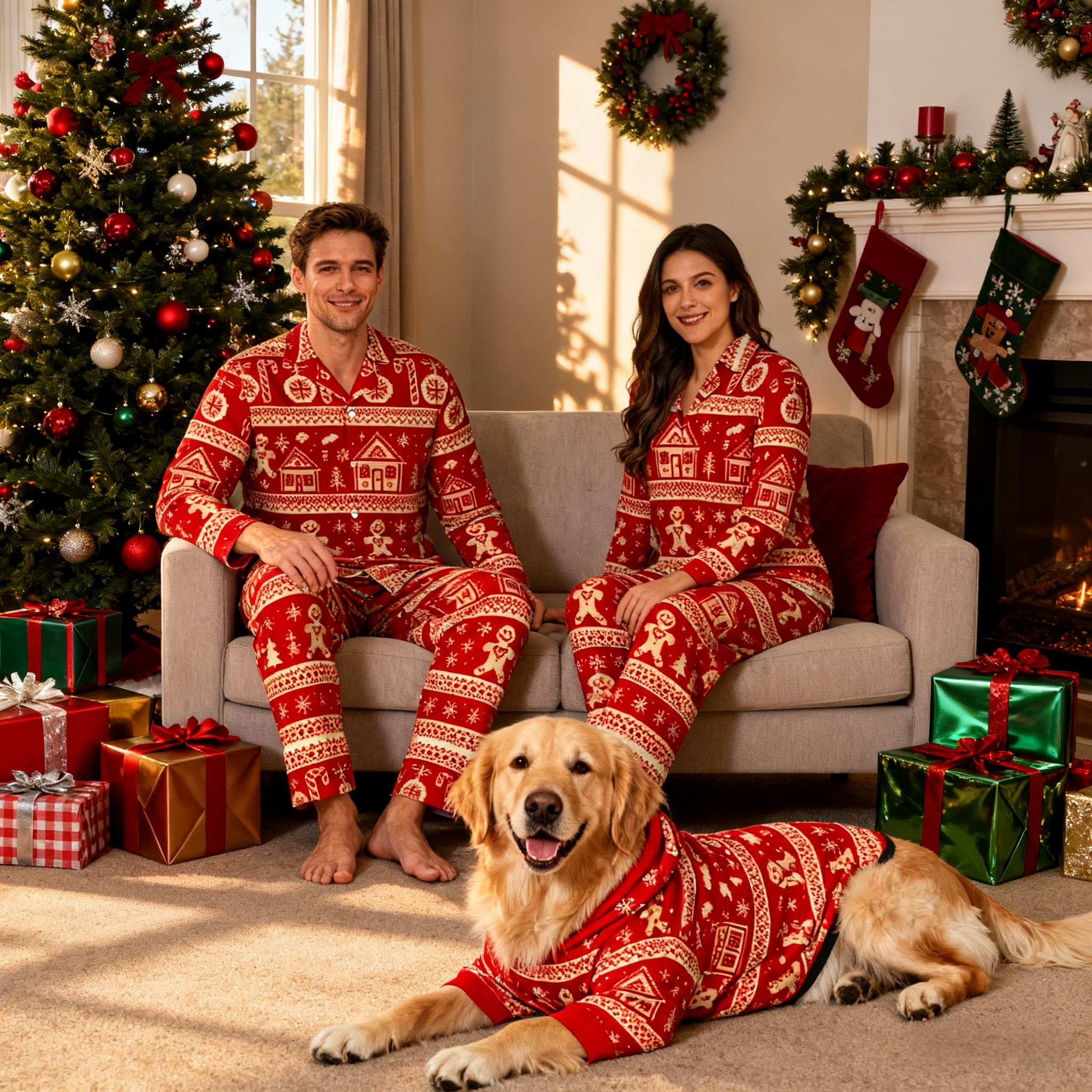 Holiday Gingerbread House Matching Pajamas