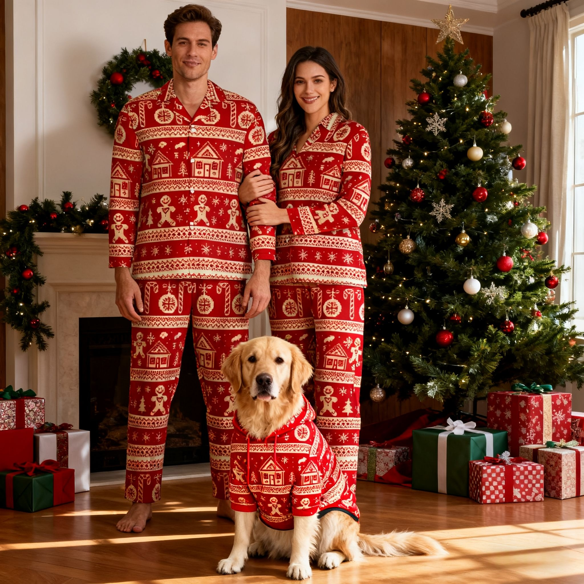 Holiday Gingerbread House Matching Pajamas
