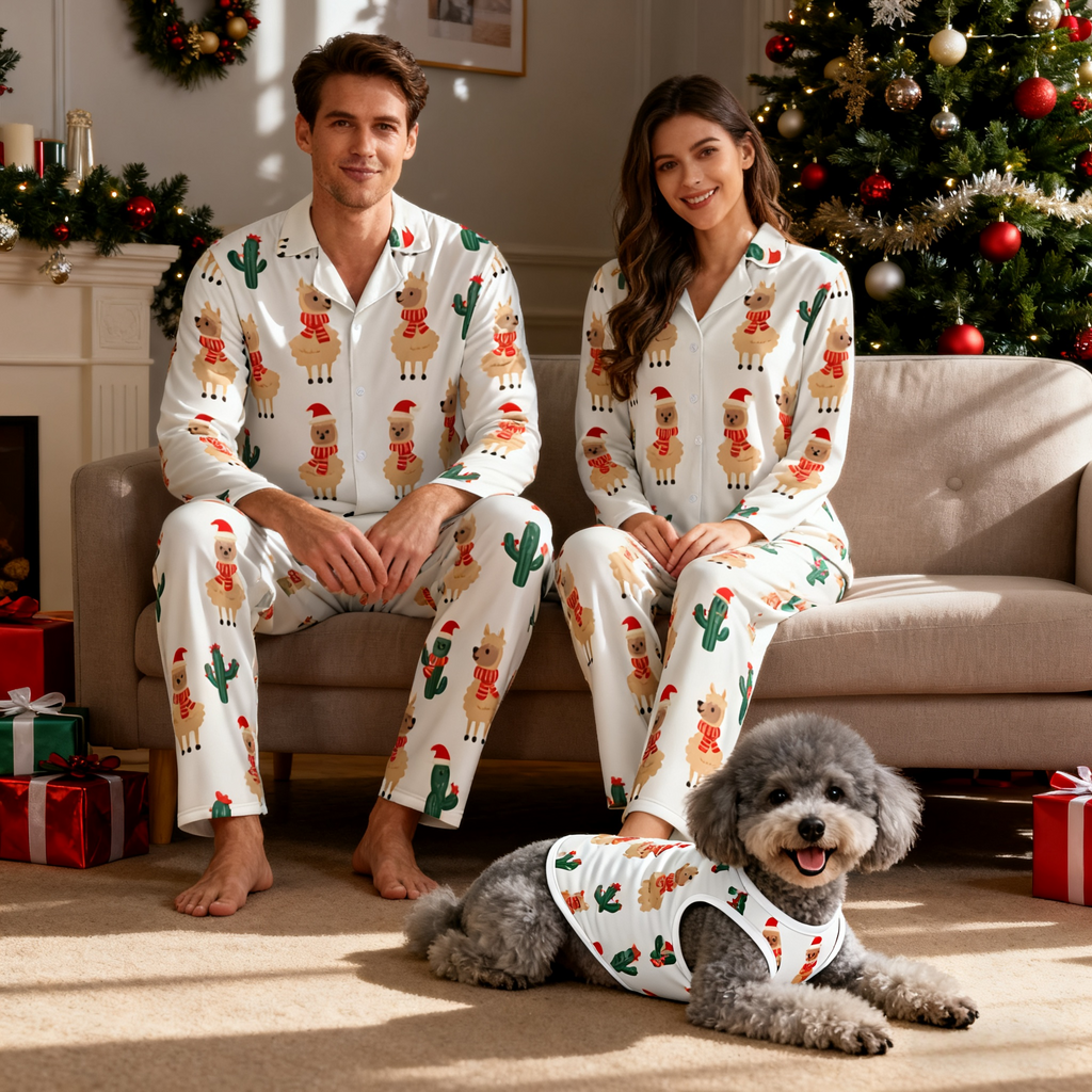 Holiday Llama & Cactus Matching Pajamas