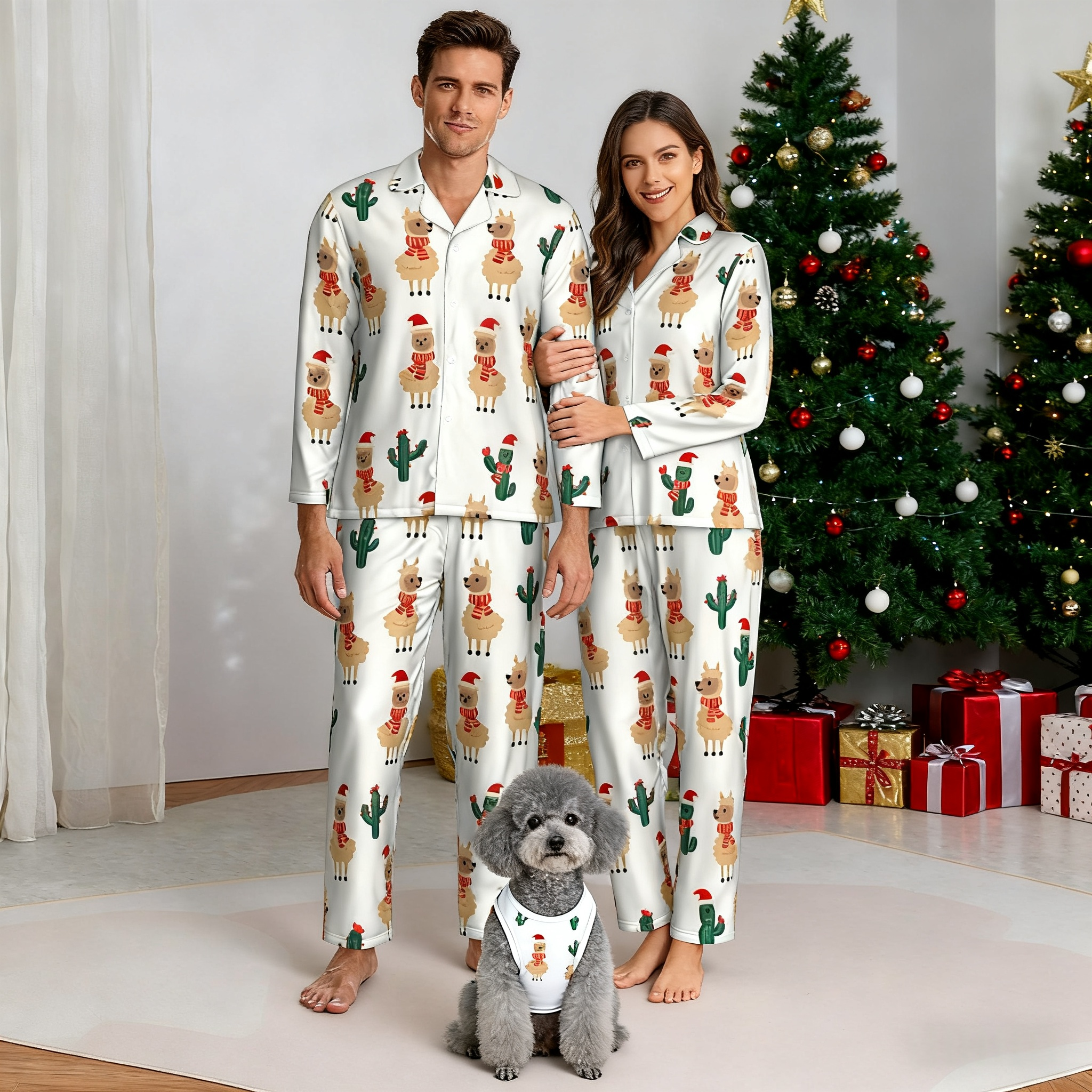 Holiday Llama & Cactus Matching Pajamas