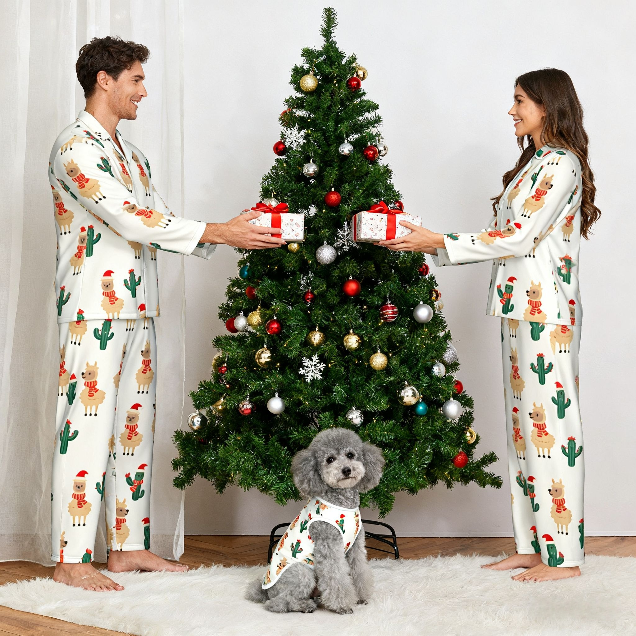 Holiday Llama & Cactus Matching Pajamas