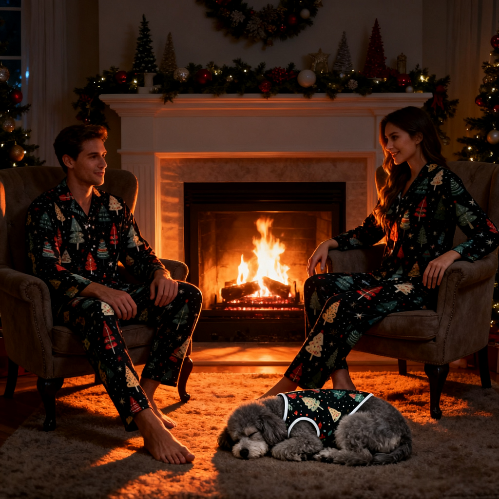 Holiday Christmas Trees Matching Pajamas