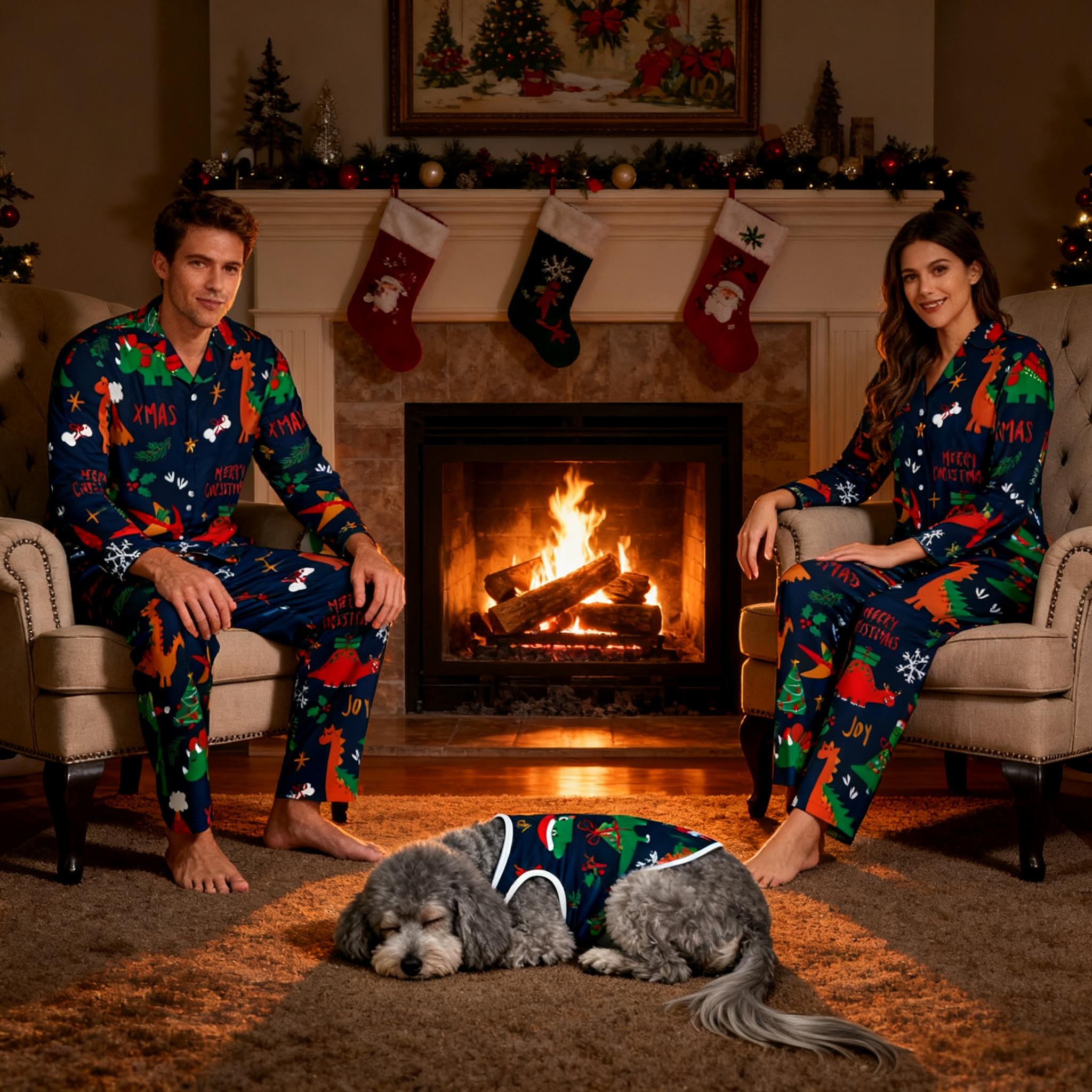 Holiday Cartoon Fun Matching Pajamas
