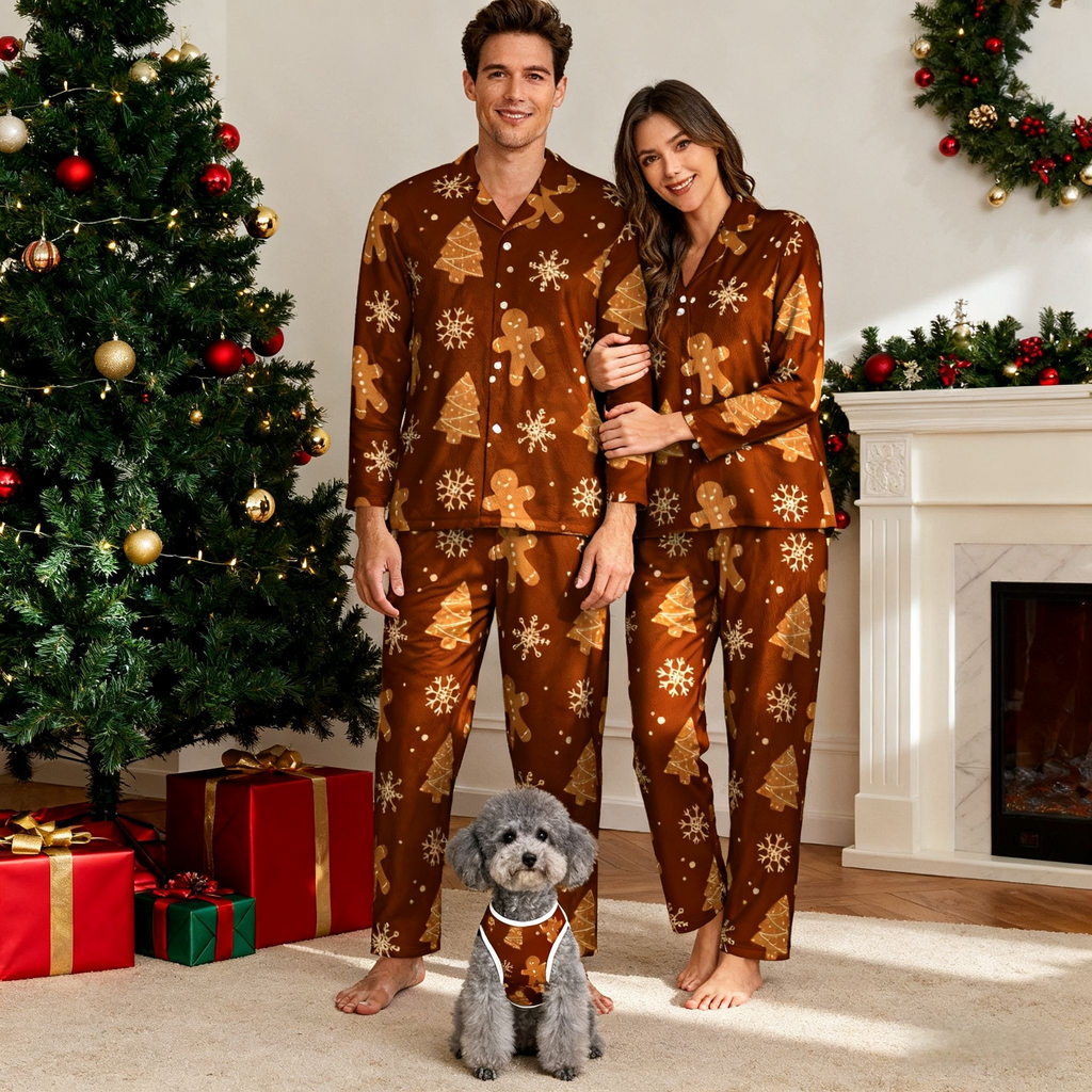 Holiday Gingerbread Snow Matching Pajamas