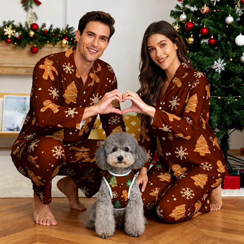Holiday Gingerbread Snow Matching Pajamas