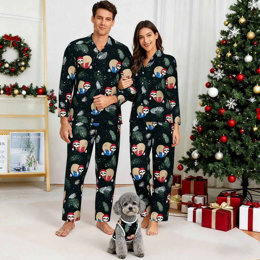 Holiday Sloth Ornament Matching Pajamas