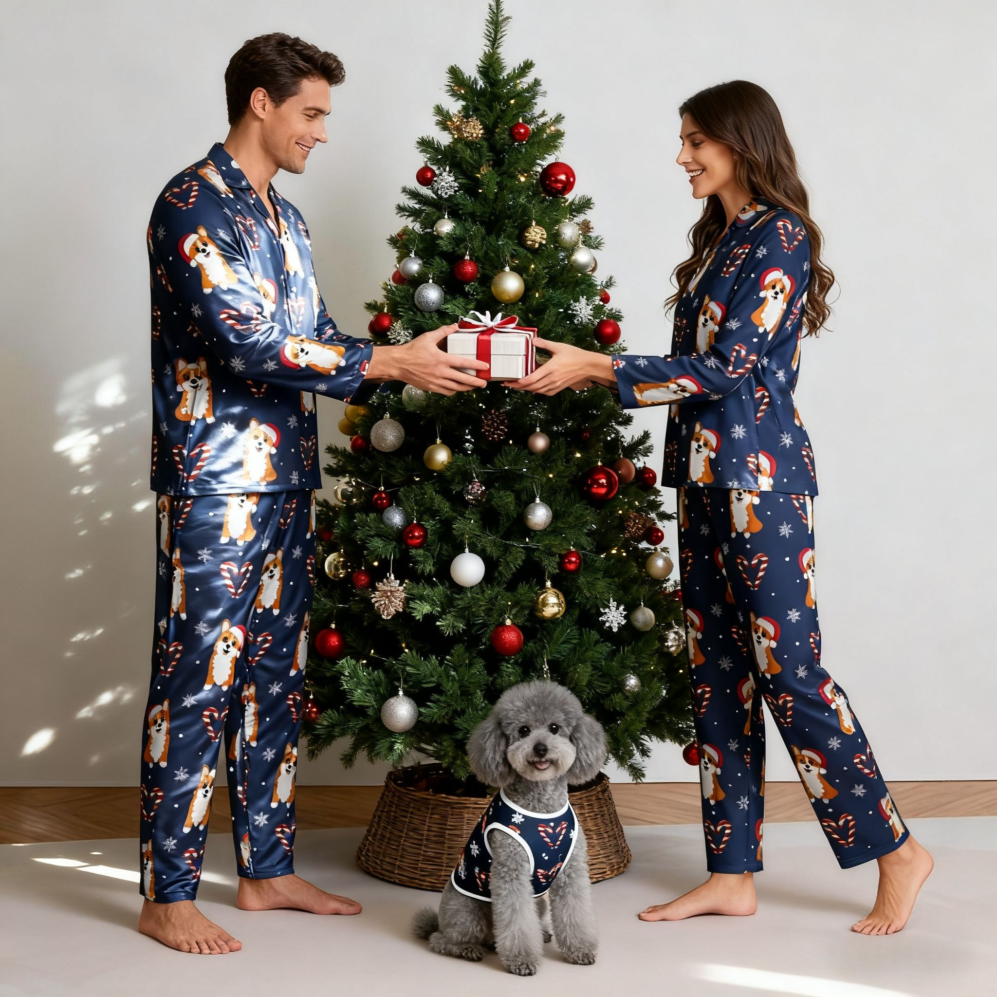 Holiday Corgi Candy Matching Pajamas