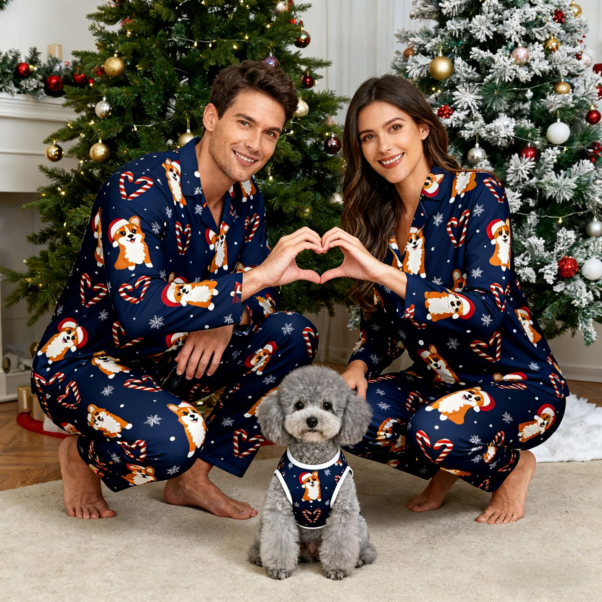 Holiday Corgi Candy Matching Pajamas