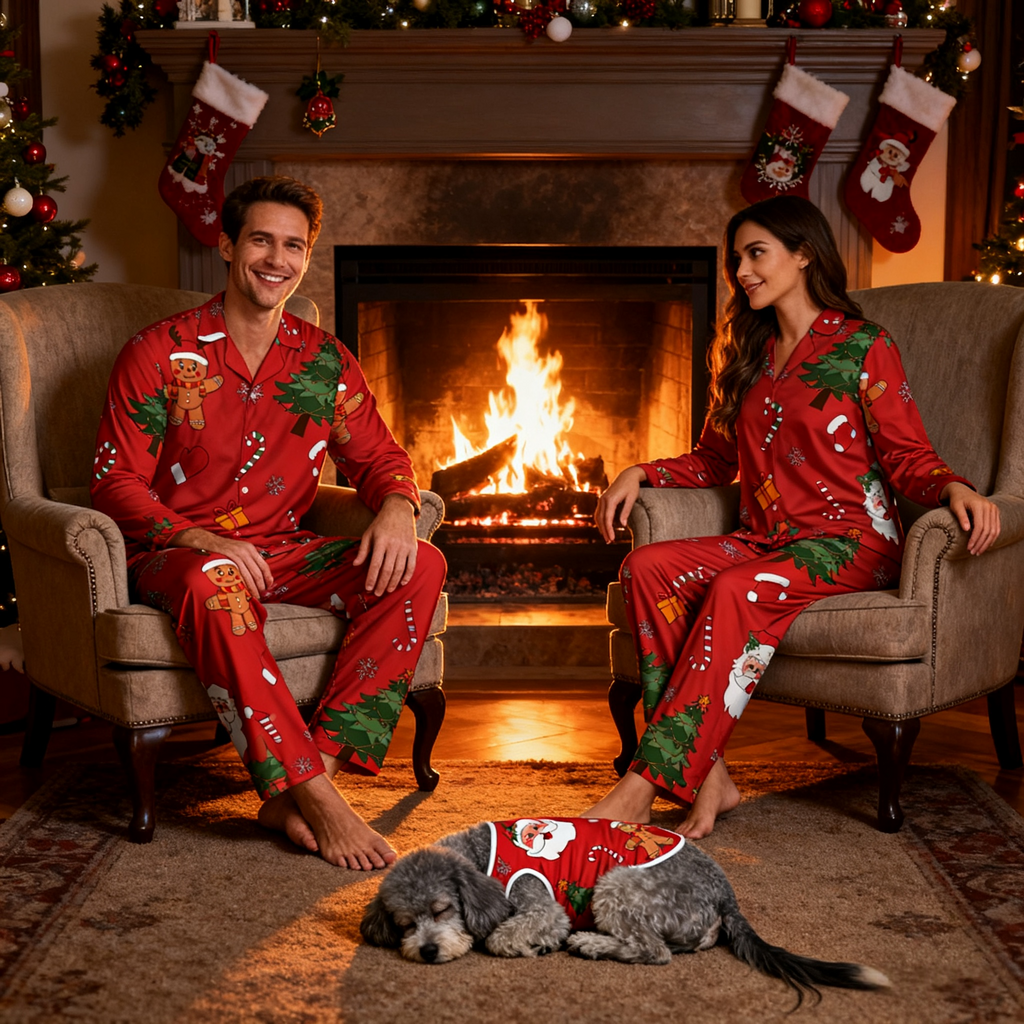 Holiday Santa & Gingerbread Pajamas