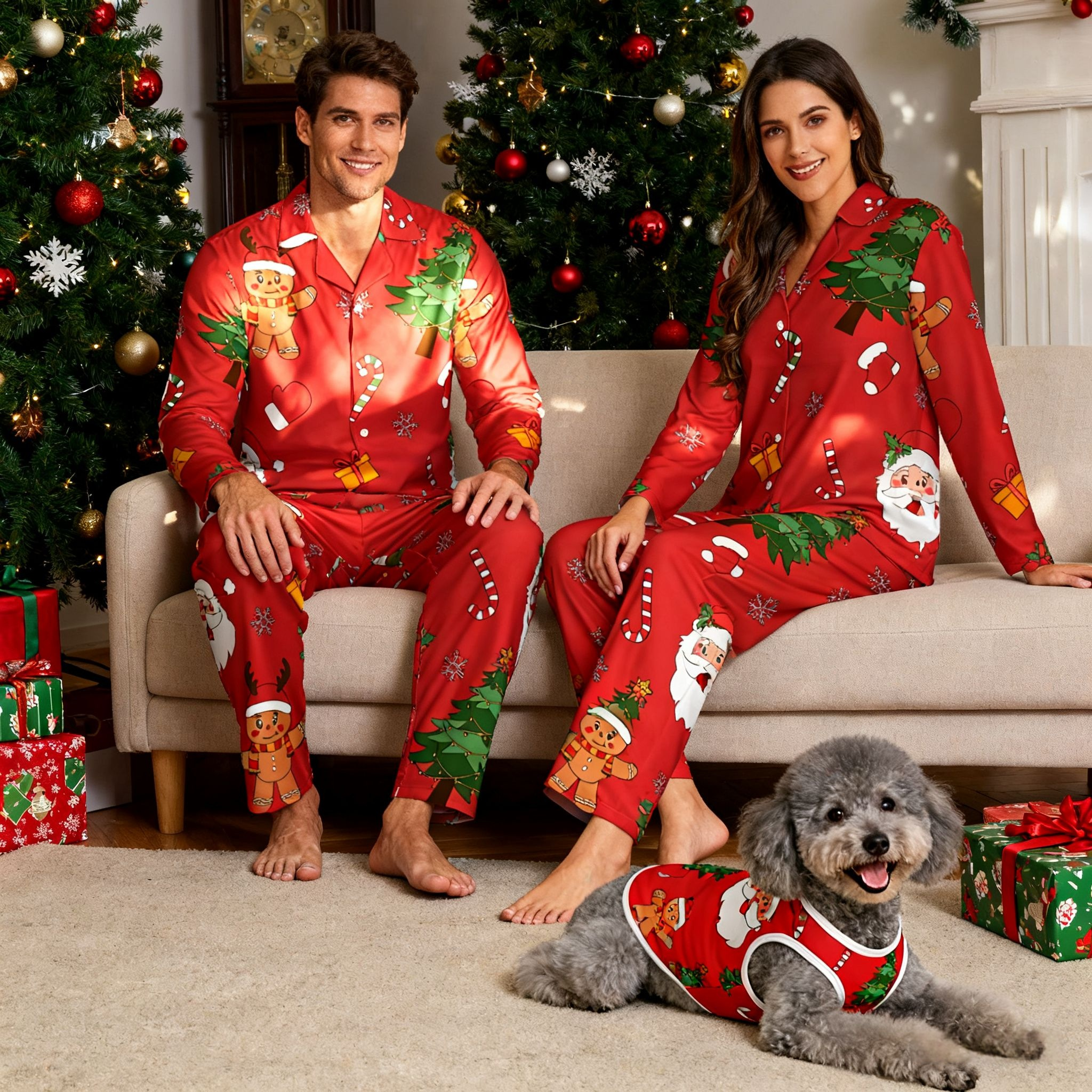 Holiday Santa & Gingerbread Pajamas