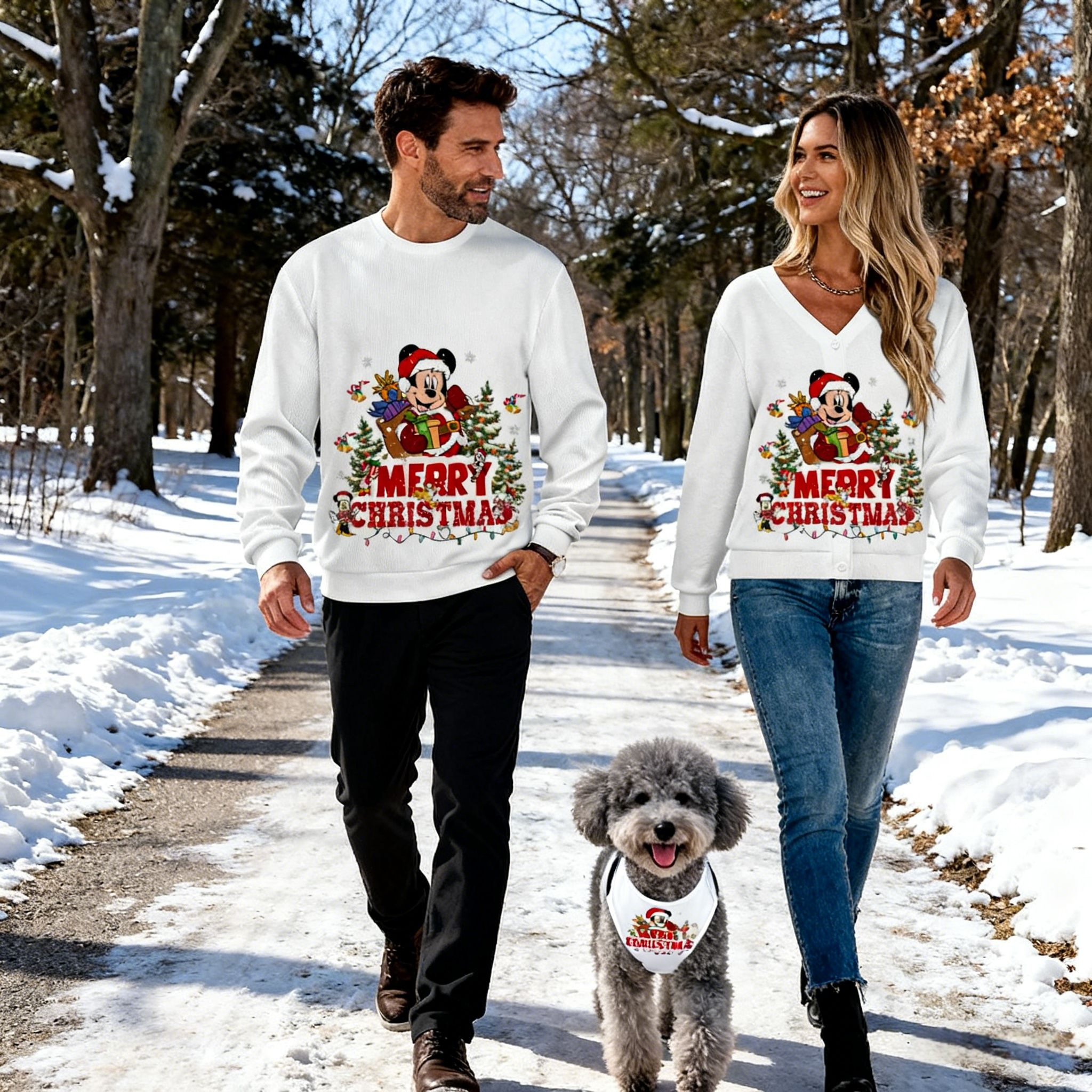 Holiday White Festive Matching Outfit Sweater