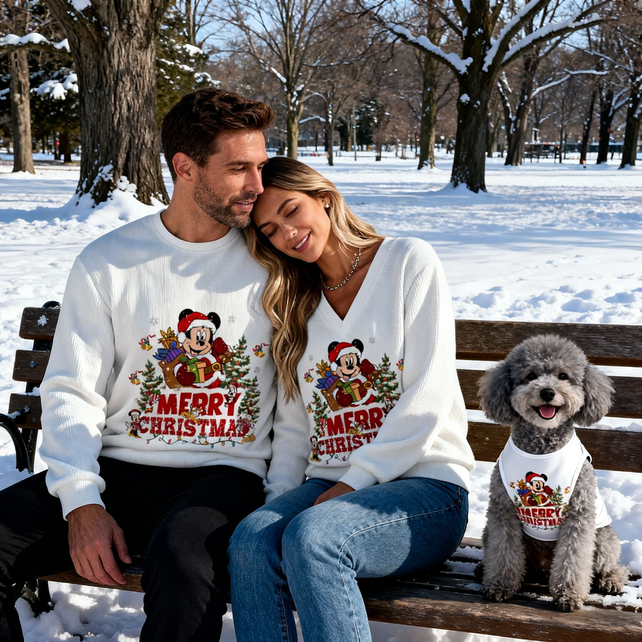 Holiday White Festive Matching Outfit Sweater