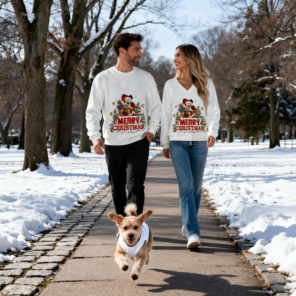 Holiday White Festive Matching Outfit Sweater