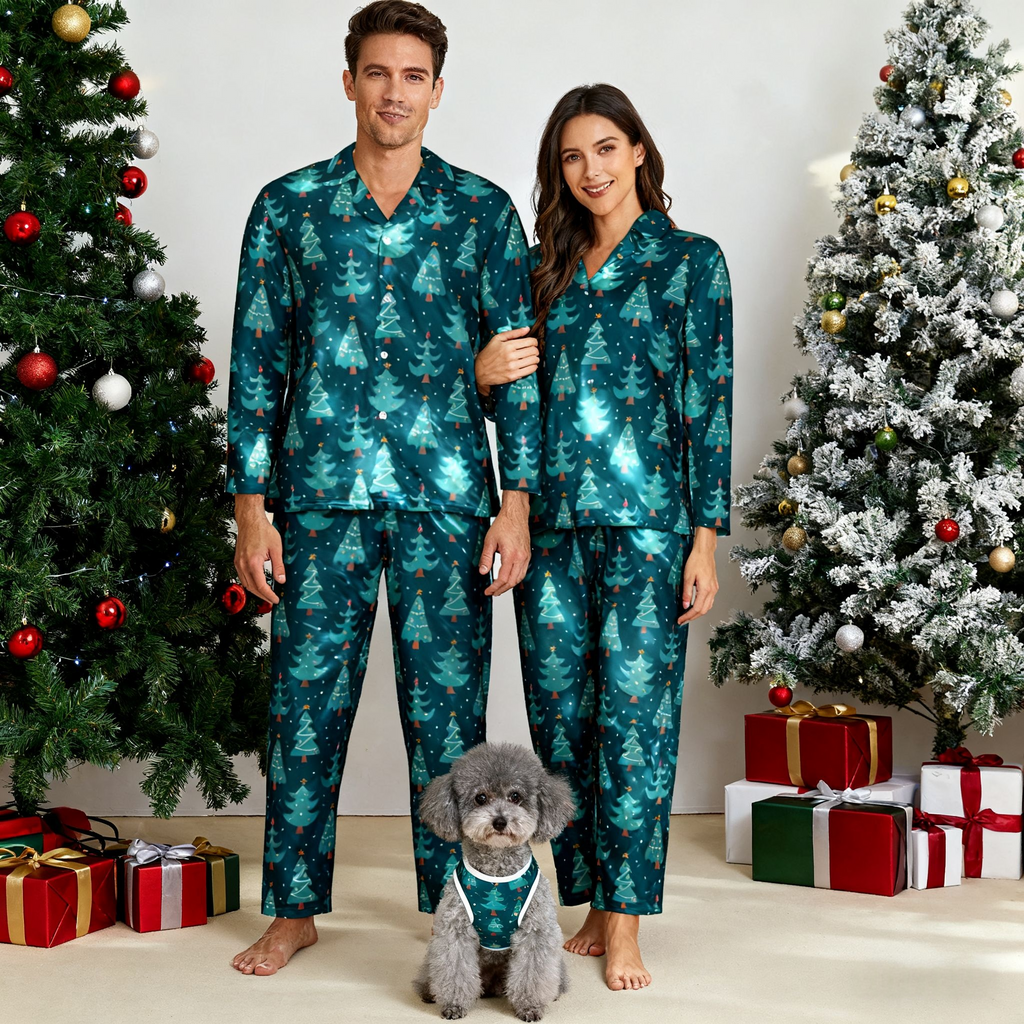 Holiday Green Christmas Trees Matching Pajamas