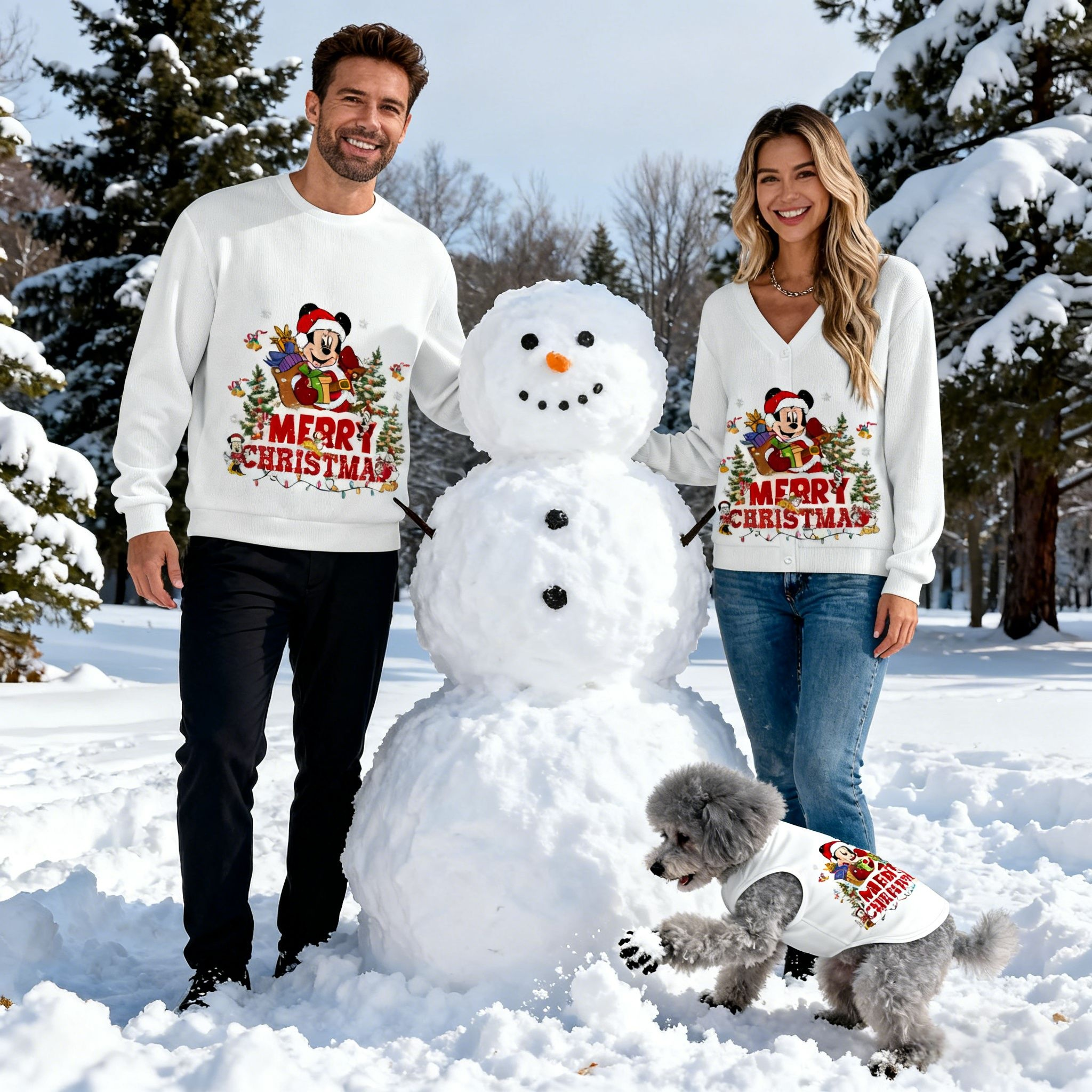 Holiday White Festive Matching Outfit Sweater