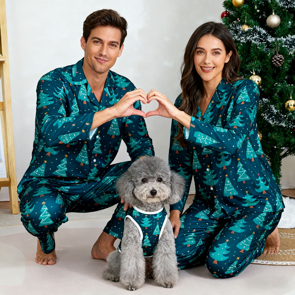 Holiday Green Christmas Trees Matching Pajamas