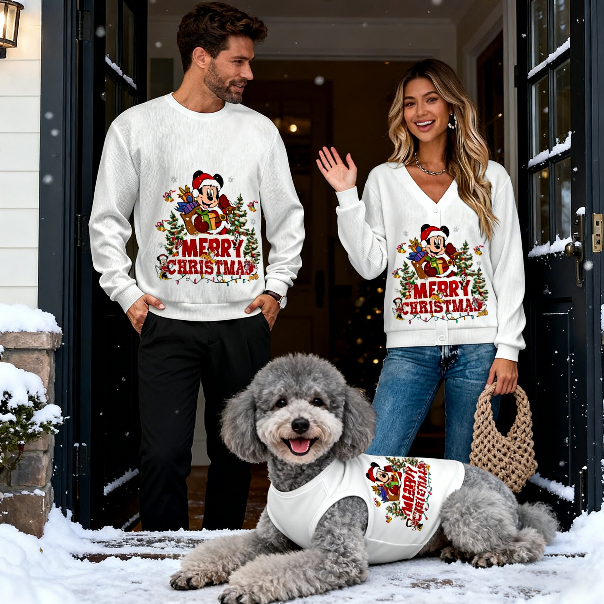 Holiday White Festive Matching Outfit Sweater